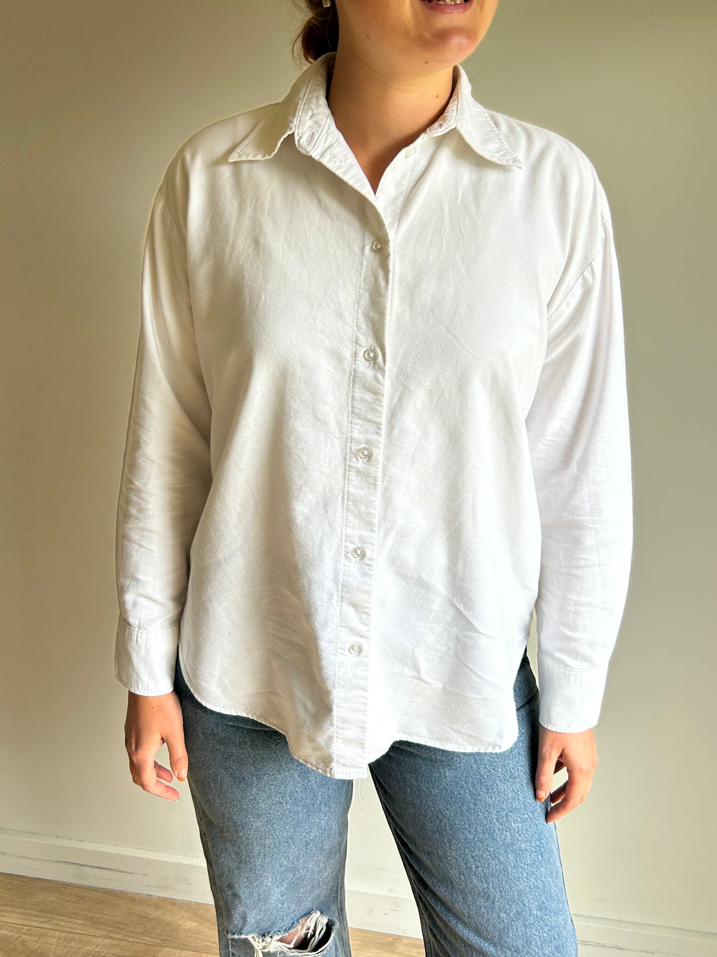 White H&M Cotton Oxford Shirt, XS