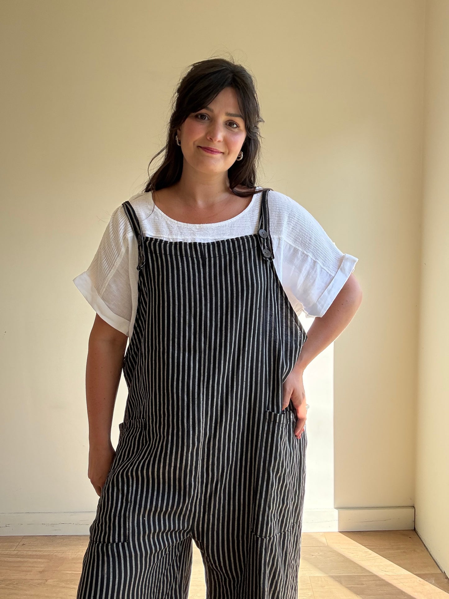 Pure Linen Stripe Dunagrees, L-XL