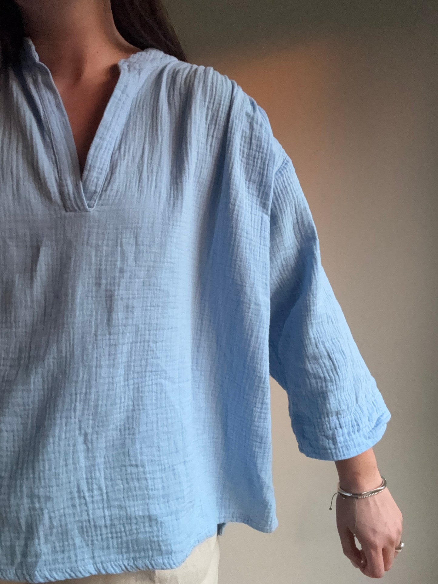 Masscob Cotton Gauze Boxy Blouse, L