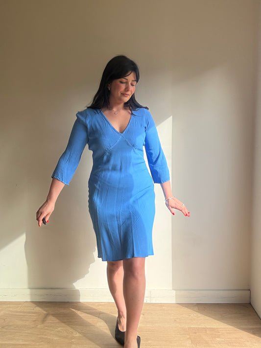 Vintage Ghost Viscose Crepe Mini Dress, S