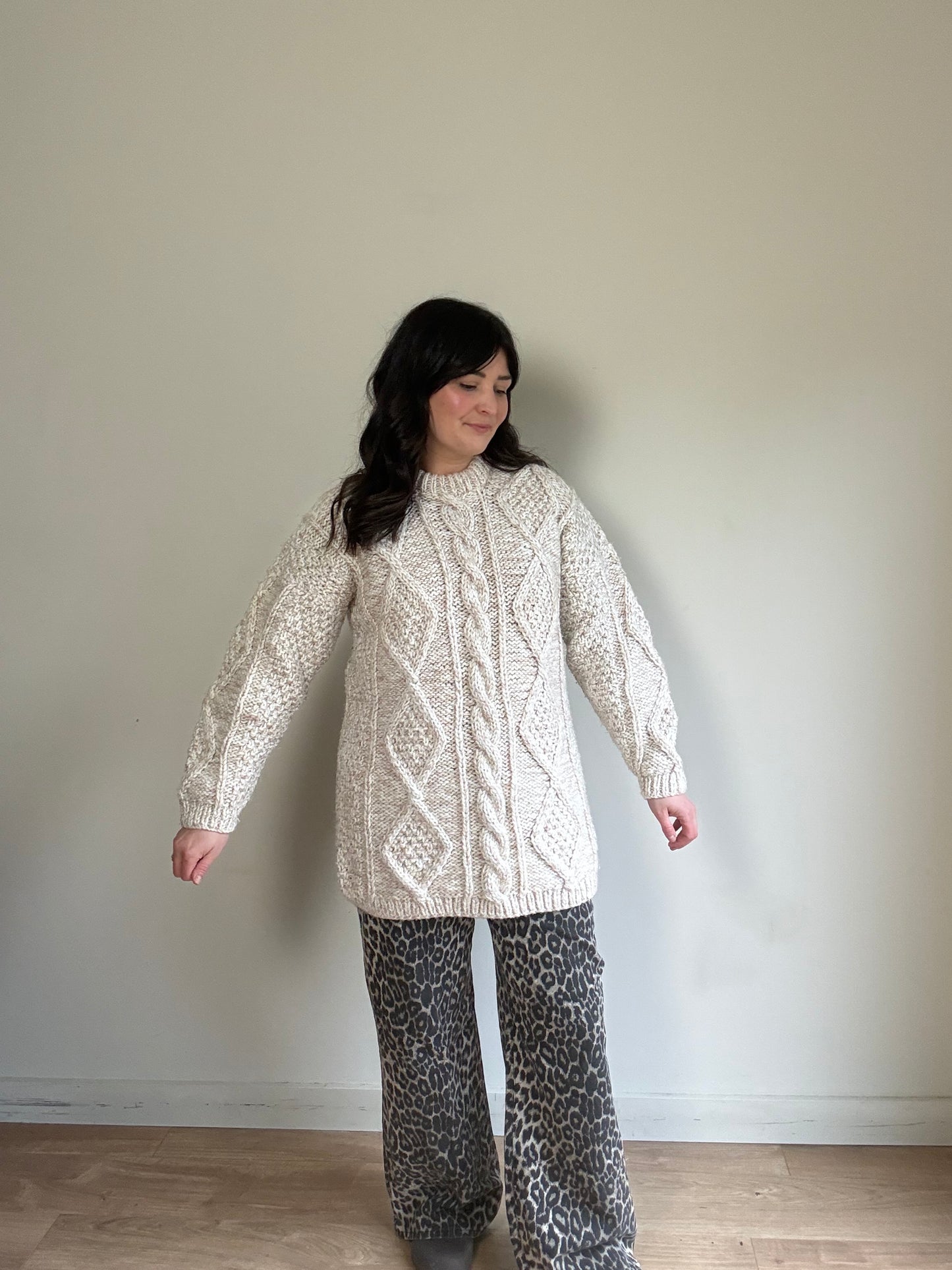 Handknit Cable Chunky Jumper, L/XL