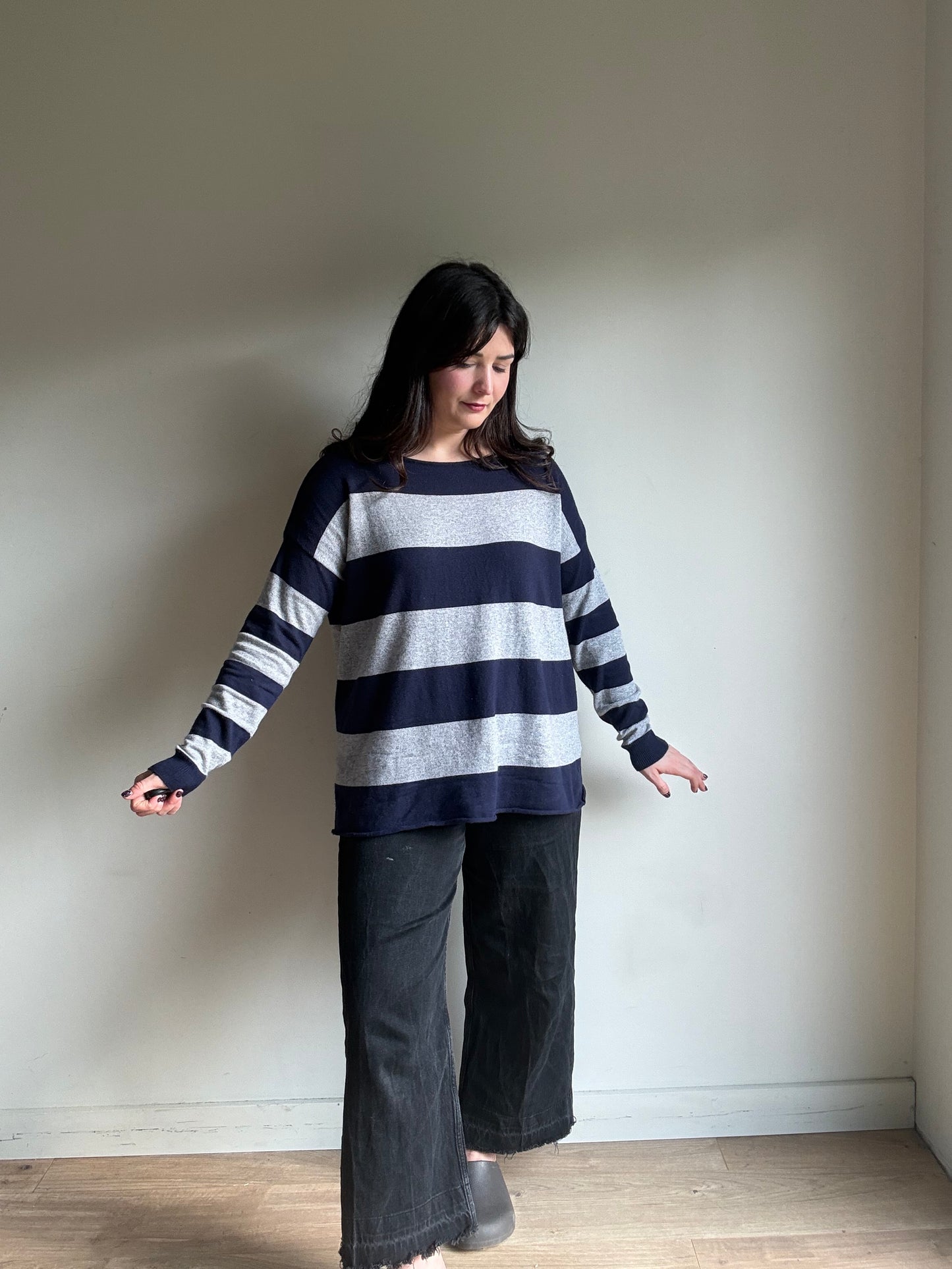 Cashmere & Silk Stripe Jumper, L / XL