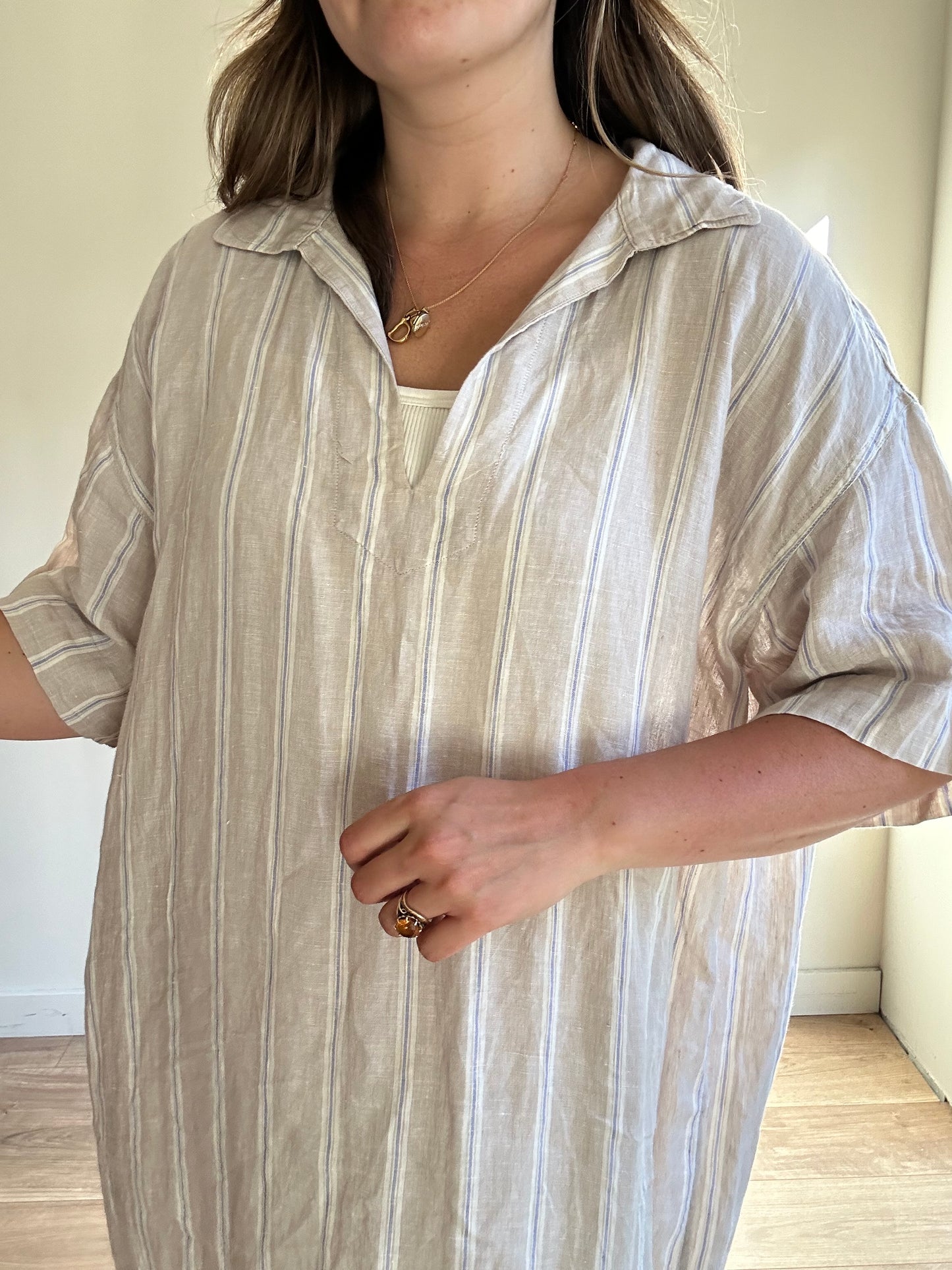 Arket Linen Stripe Dress - Size M