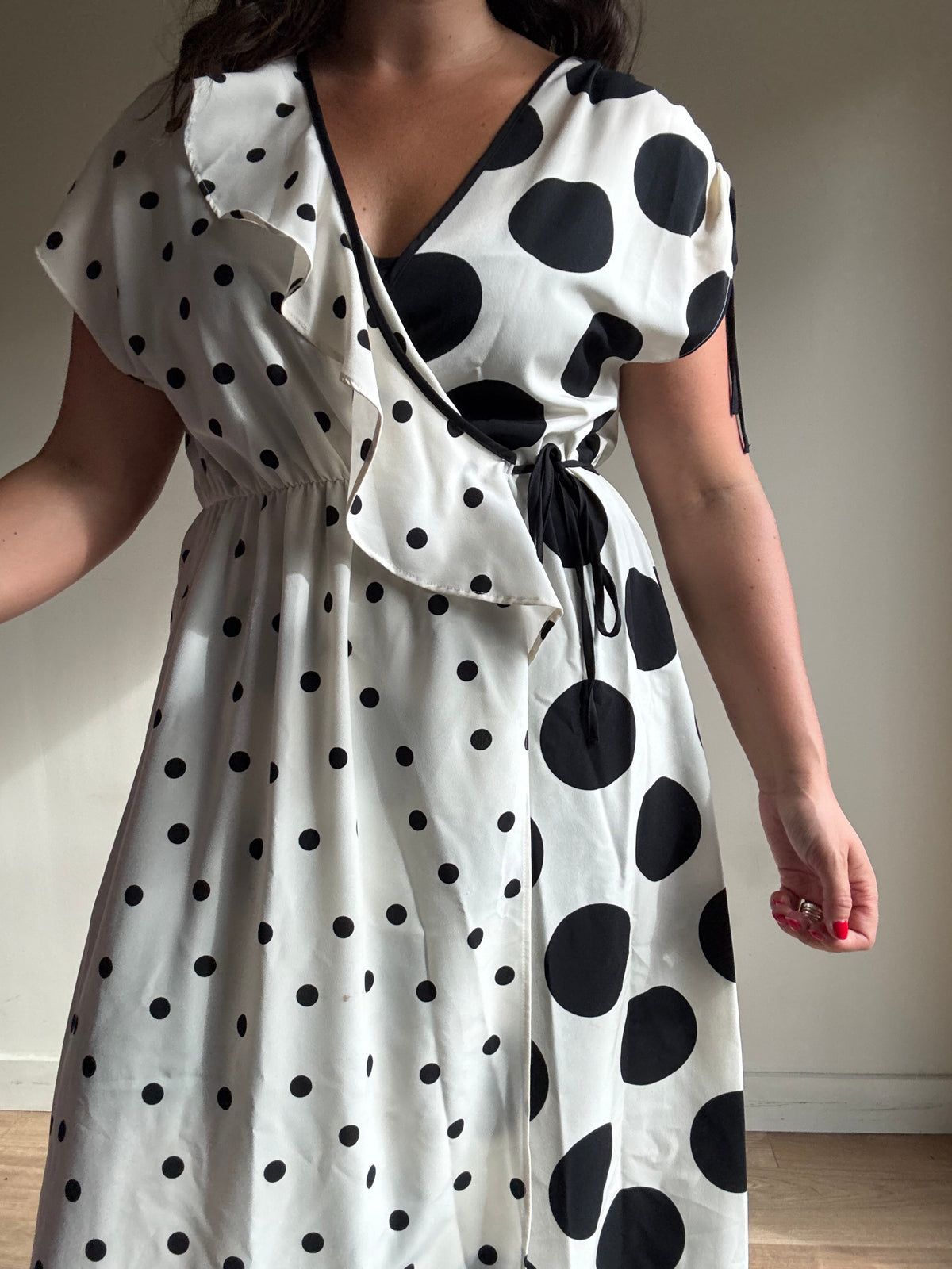 Topshop Polka Dot Contrast Wrap Dress, 16