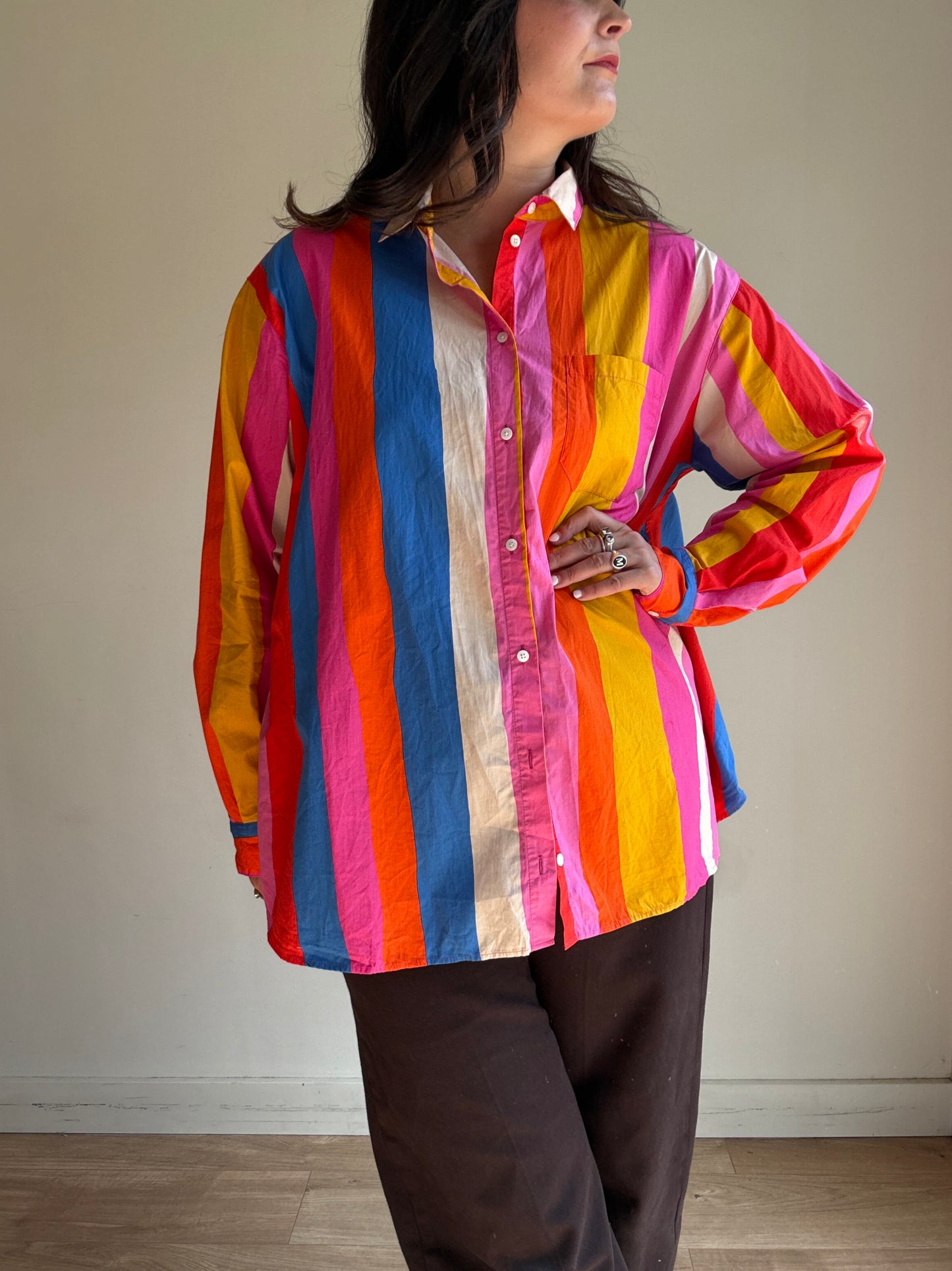 Sezane X Farm Rio Stripe Shirt, 44