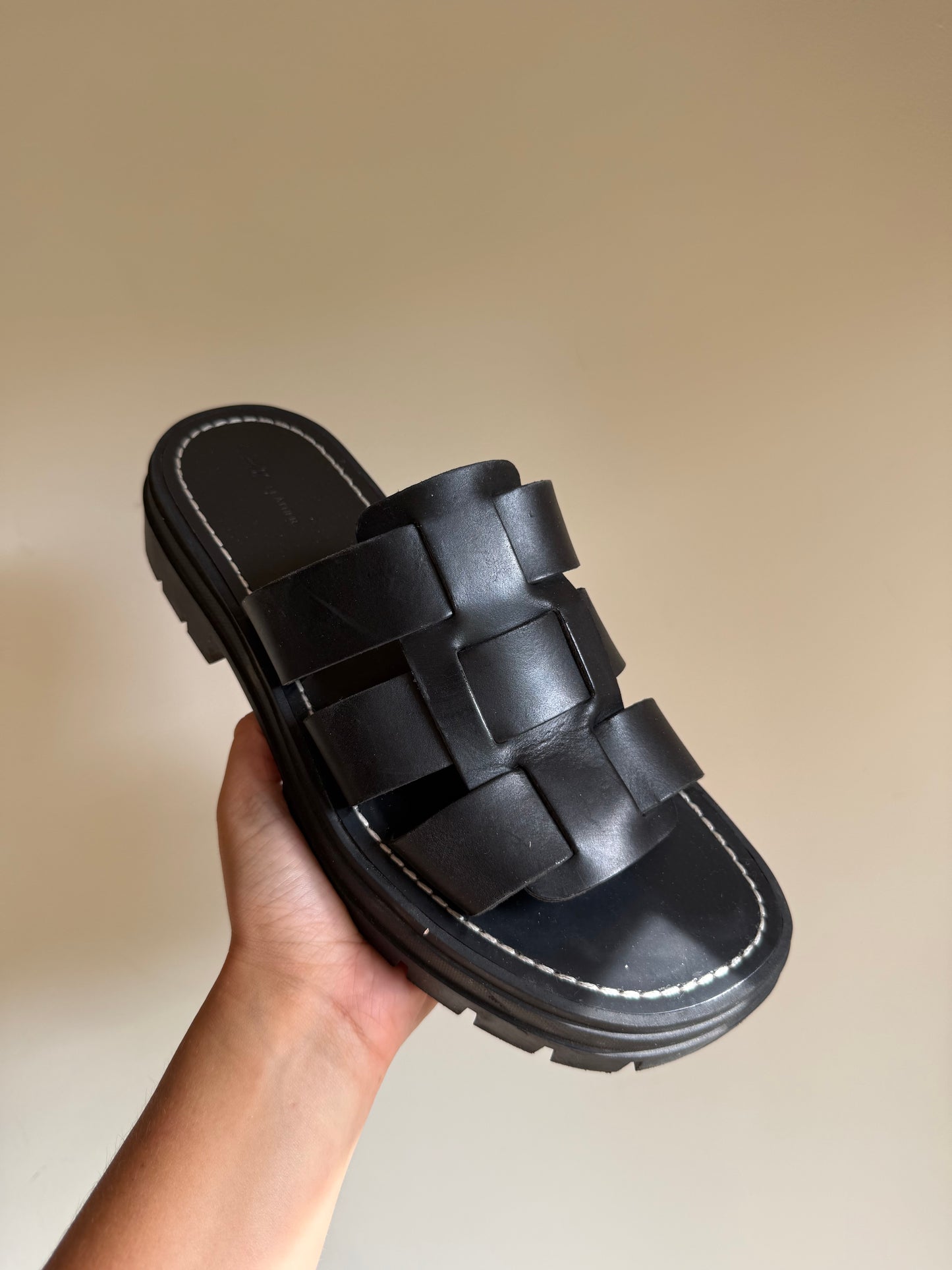 Black H&M Leather Sandals, 40