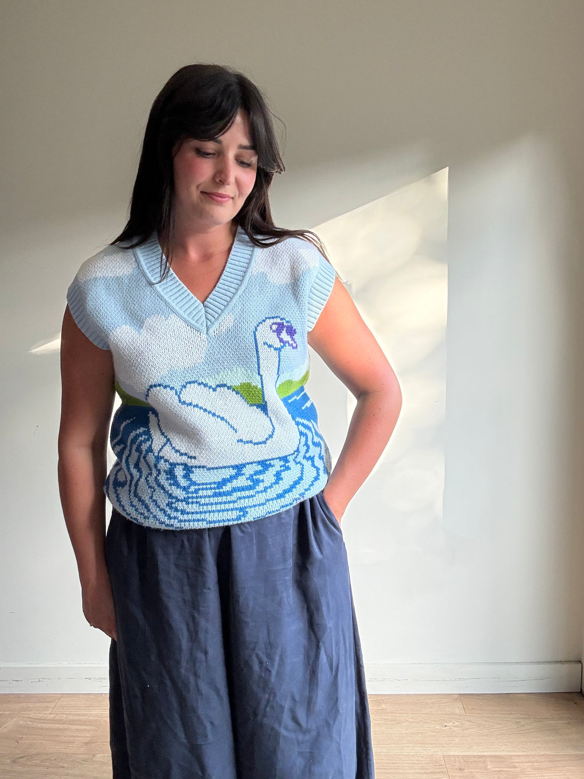 House of Sunny Swan Vest Jumper, S-M
