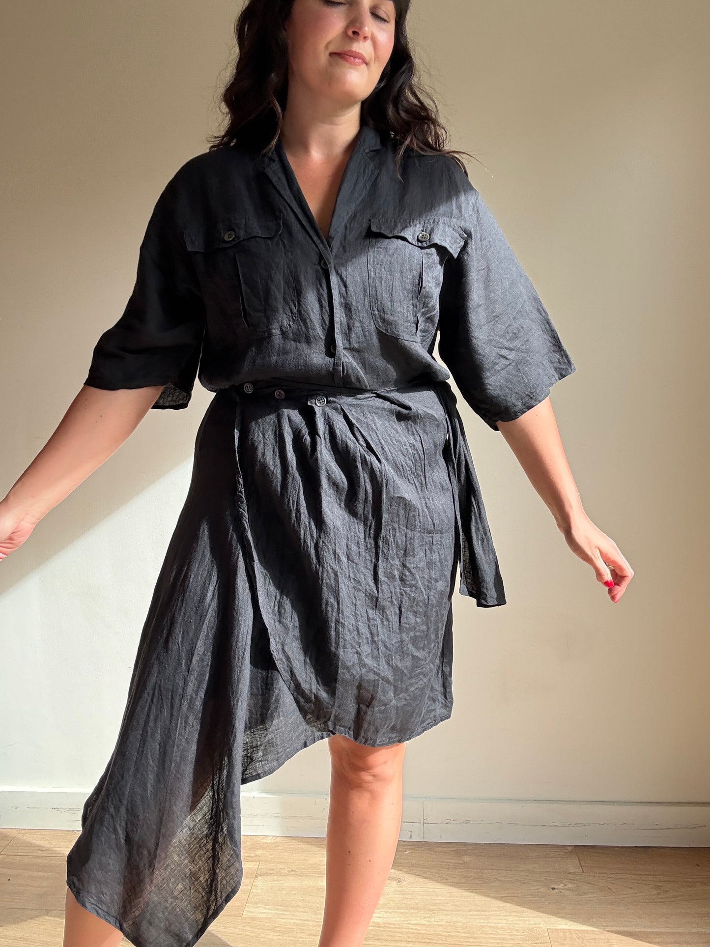Vintage Max Mara Linen Button Up Dress, 12-14