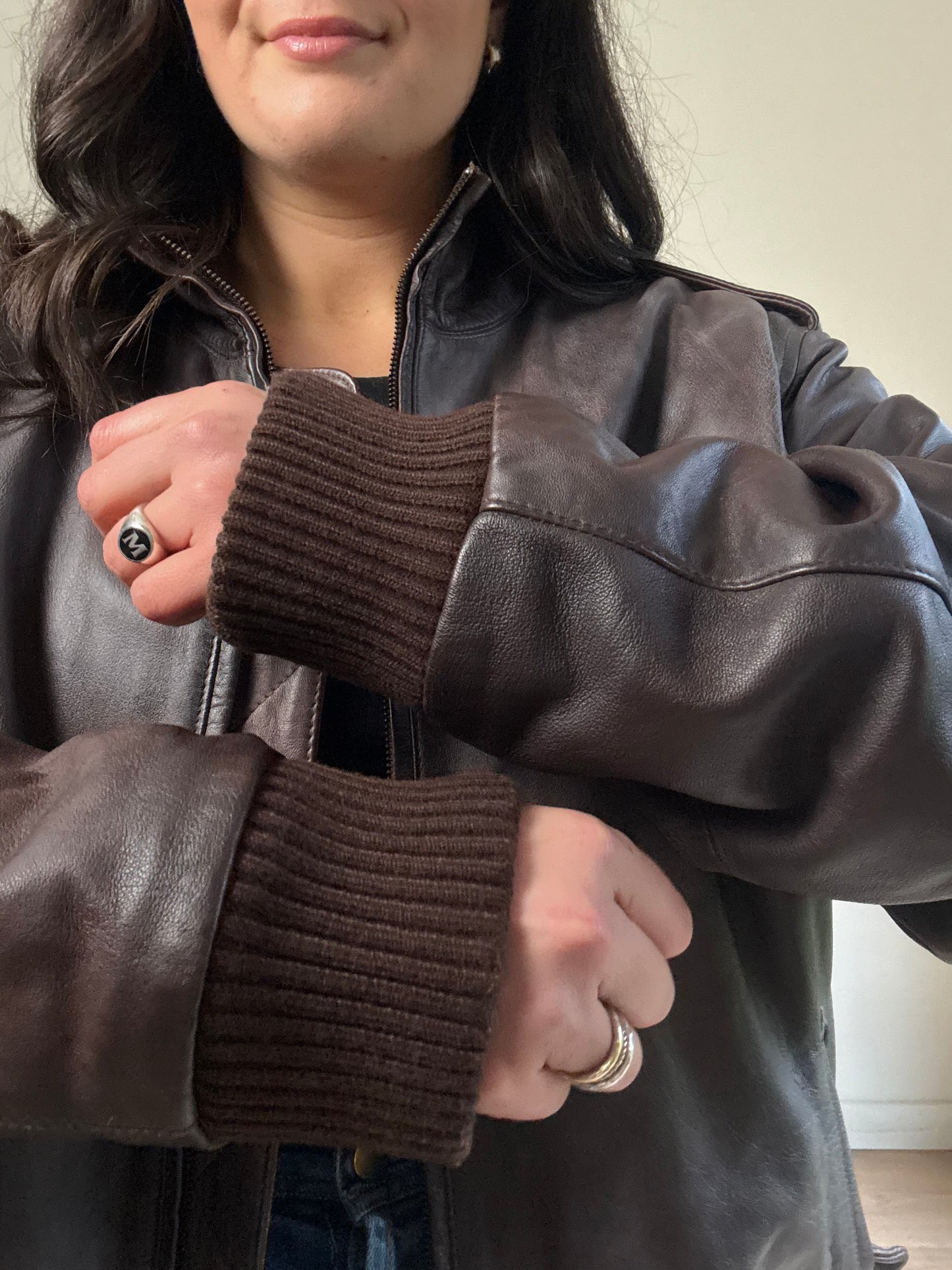 Vintage Ben Sherman Leather Bomber Jacket, XL