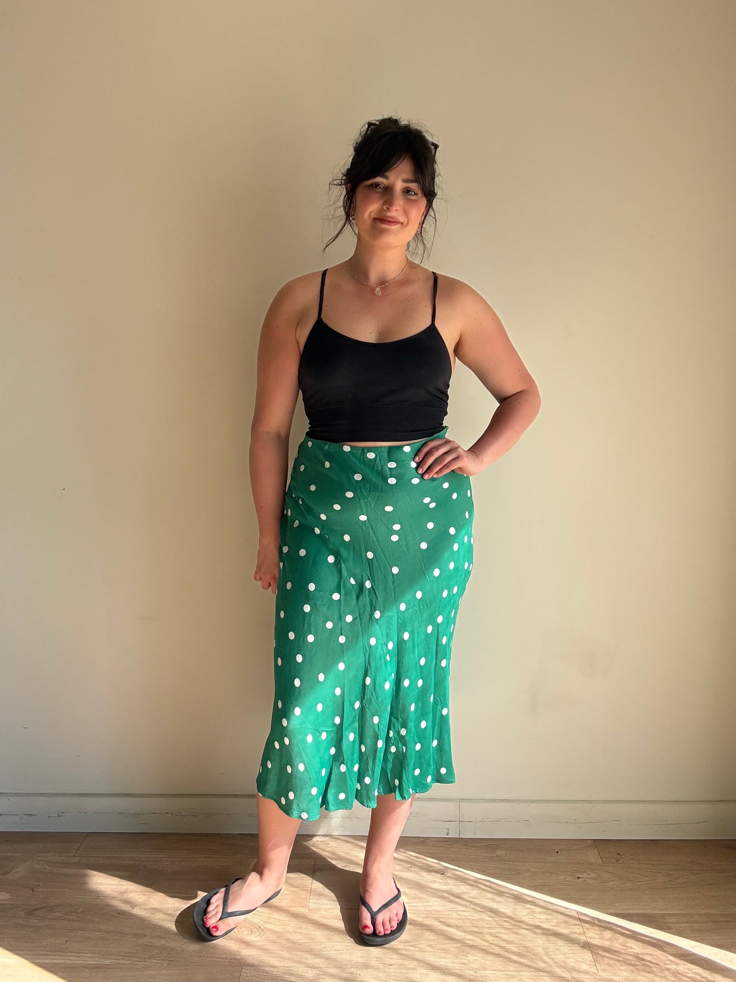 & Other Stories Satin Polka Dot Slip Skirt, 14