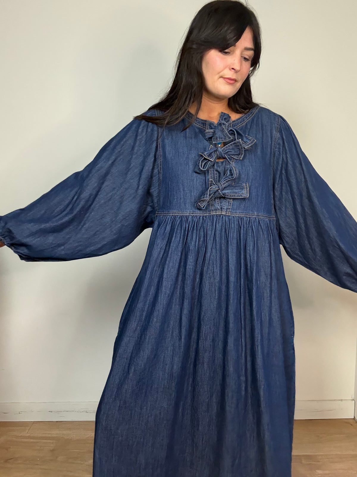 Bonte Amber Denim Tie Front Dress, 12