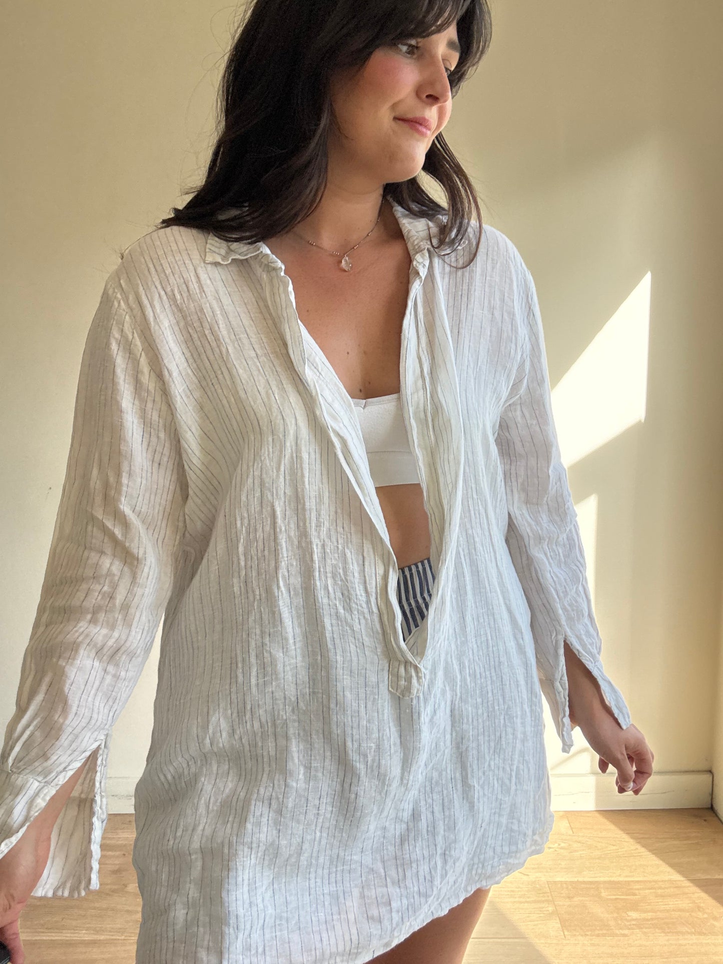 CP Shades Pinstripe Loose Cover Up / Shirt, L