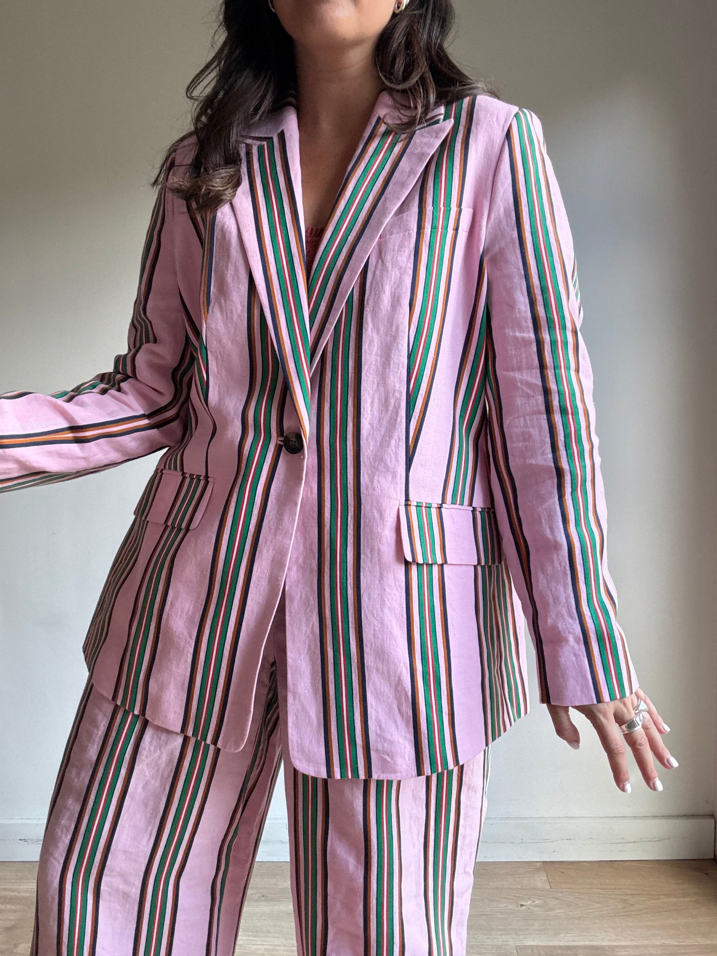 Boden NEW Stripe Linen Suit, 18R