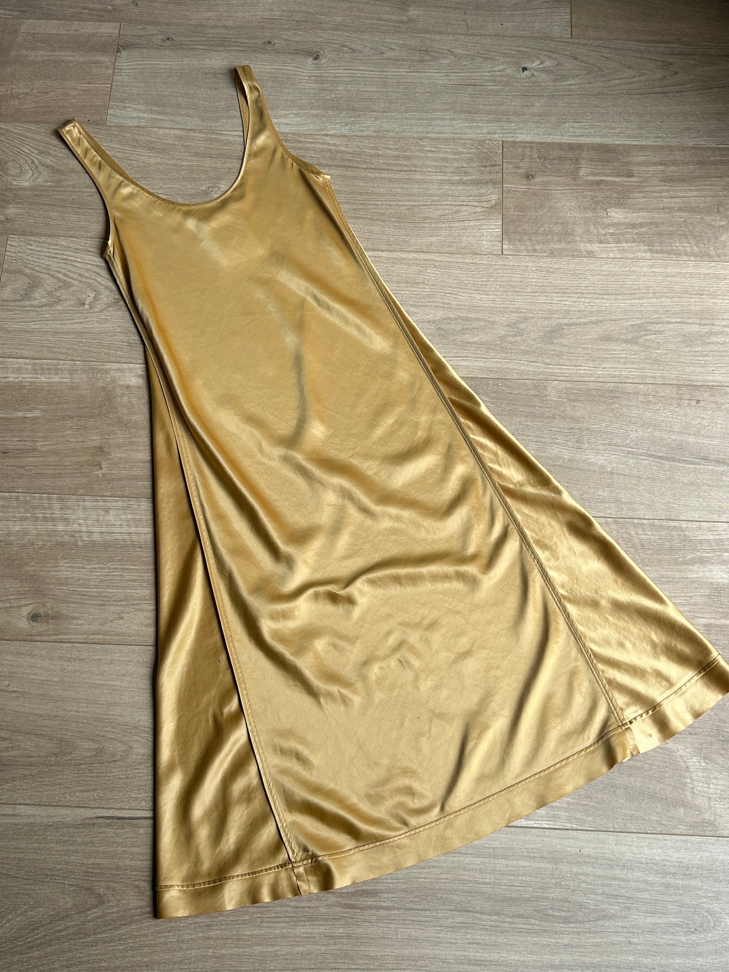 Gold Acne Studios Satin Slip Dress, 34