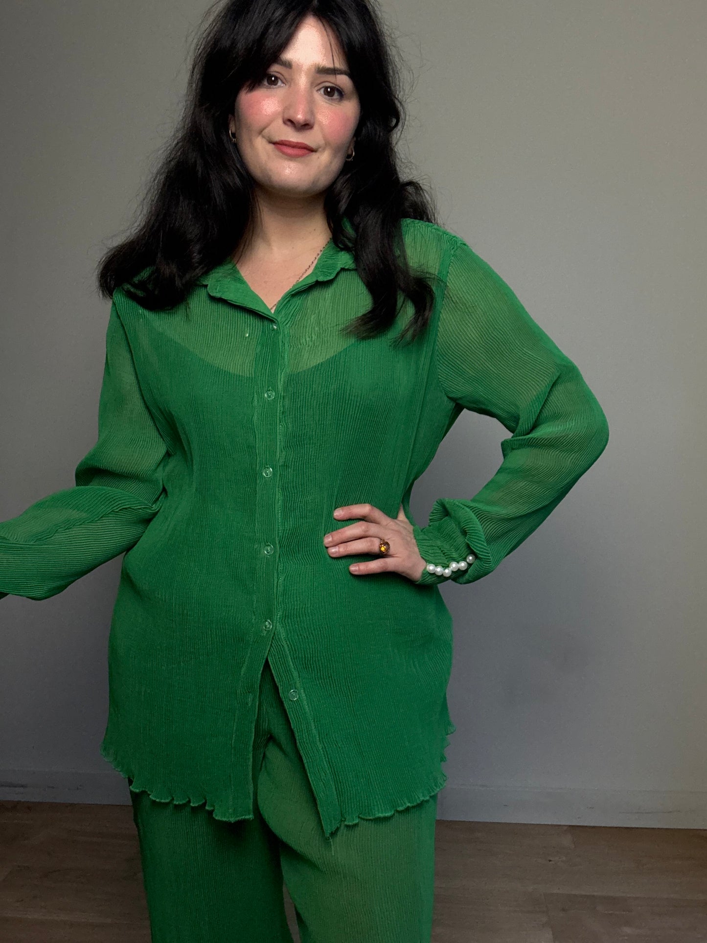 KAI Collective (Set) Plisse Shirt and Trousers Co-Ord, XL