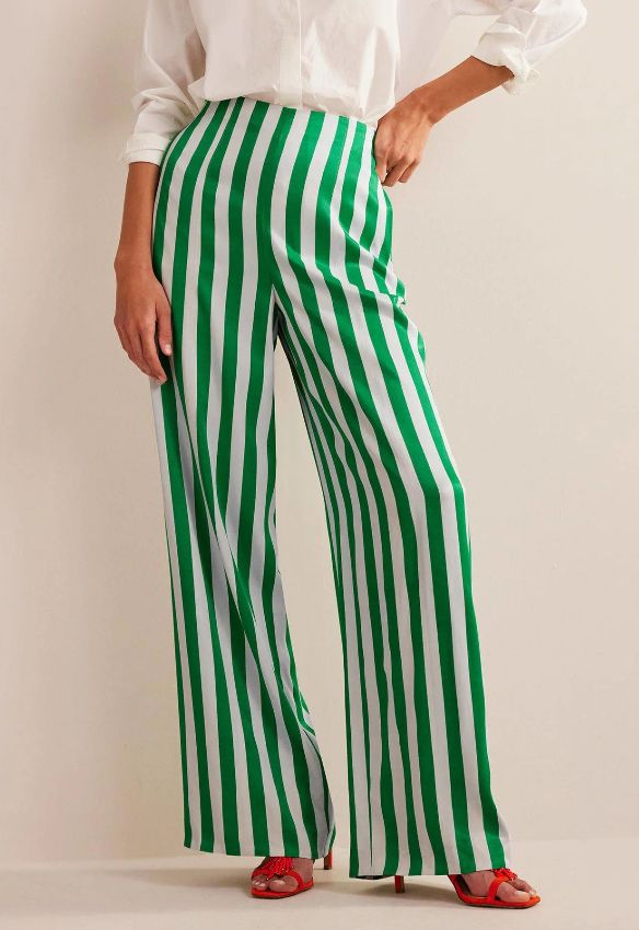 Boden Stripe Satin High Waist Trousers, 16