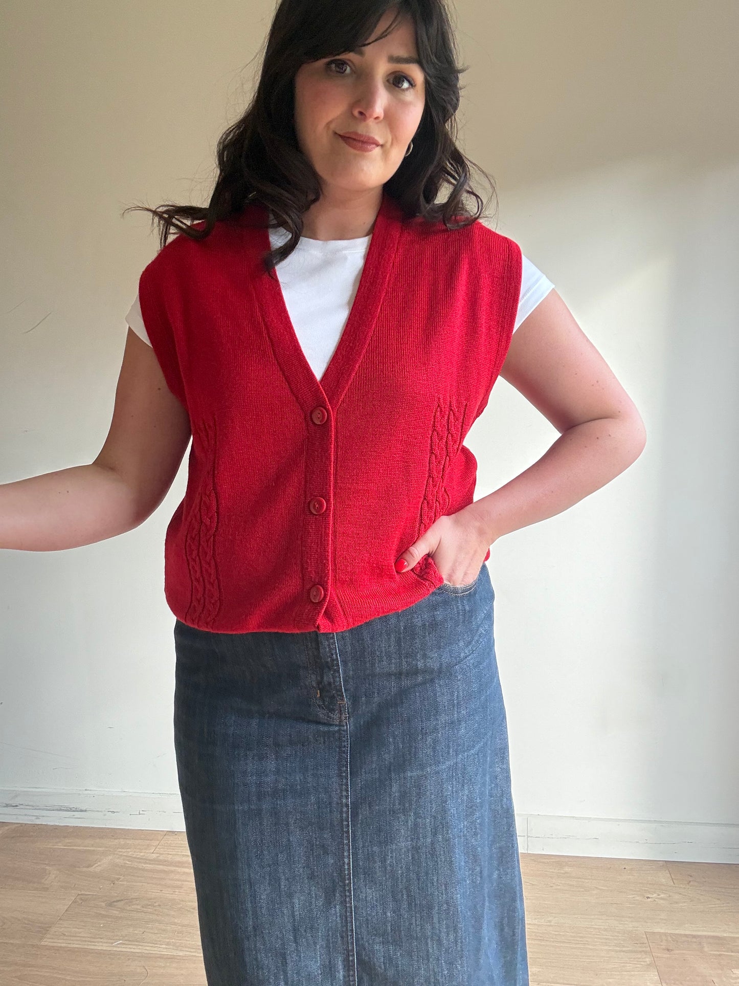 Vintage Canda Wool Mix Vest Cardigan, M/L