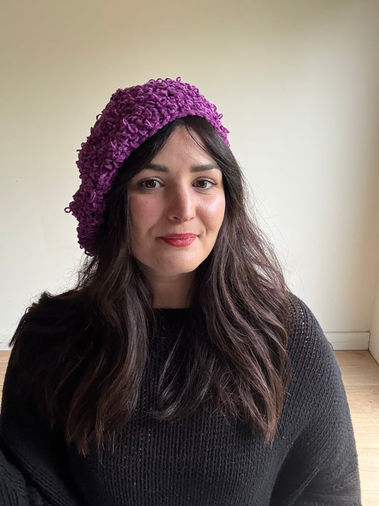 Ganni Crochet Embroidered Beret, One Size
