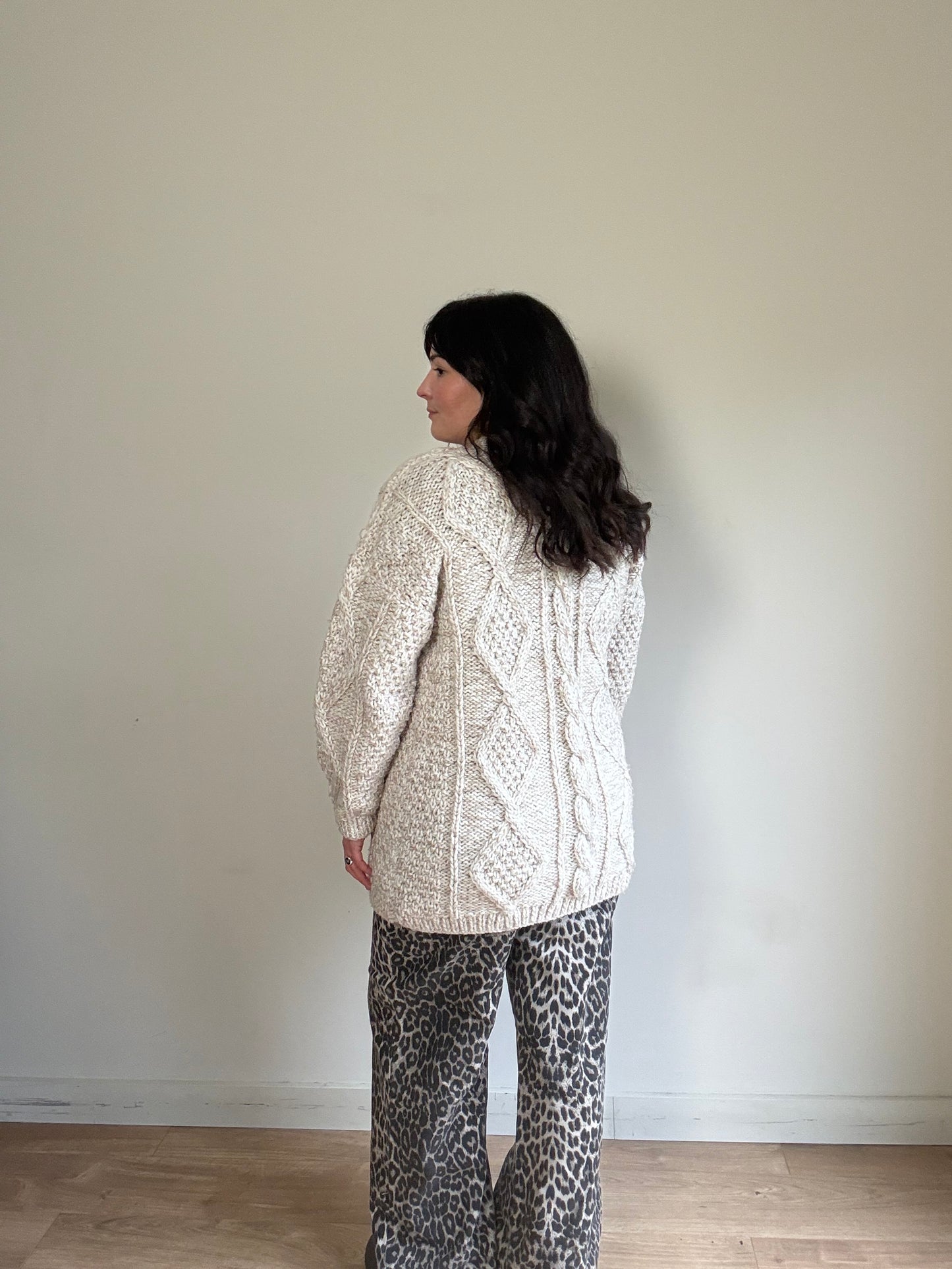 Handknit Cable Chunky Jumper, L/XL
