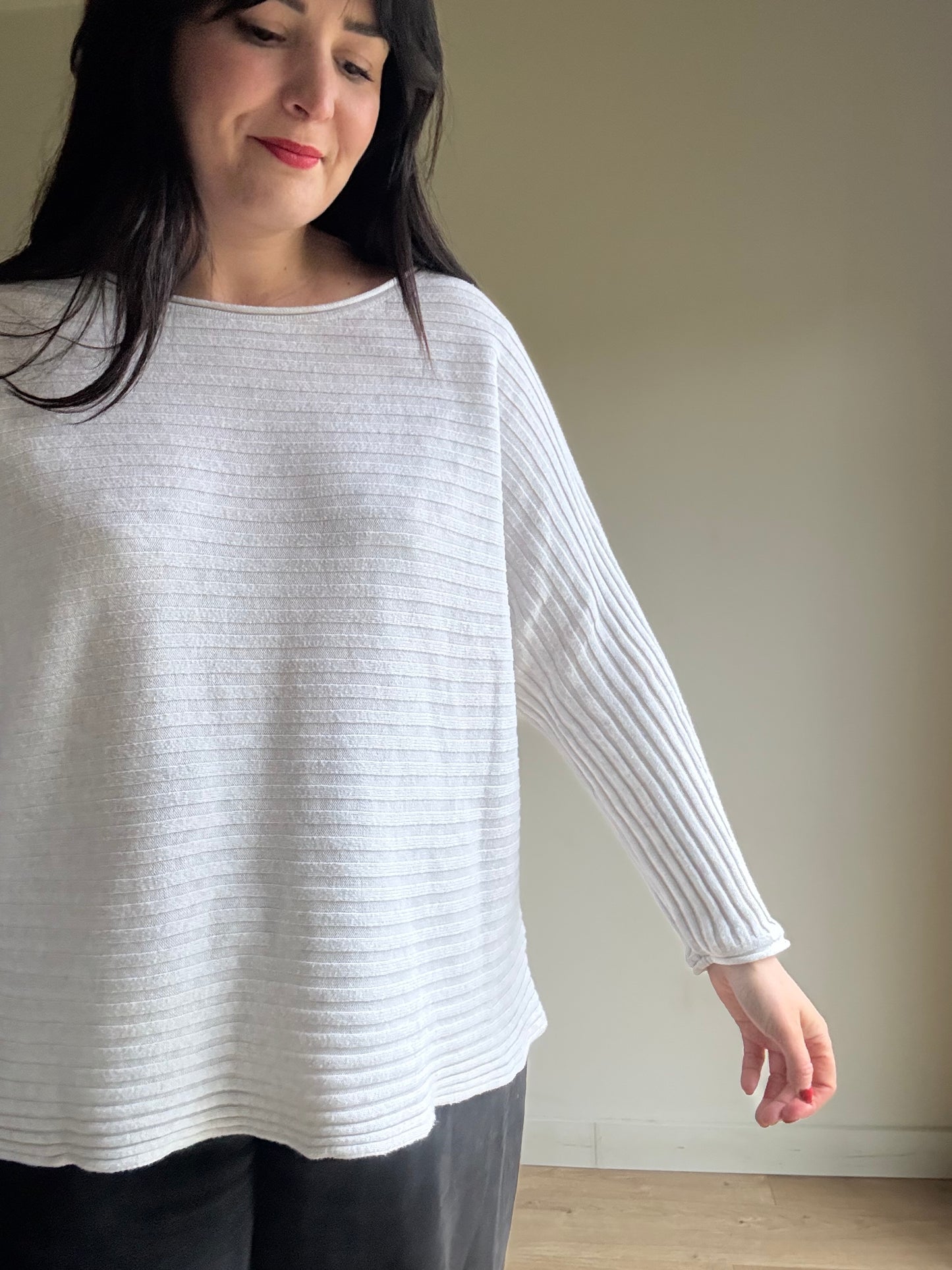 Ochre Ribbed Cotton Jumper, One Size