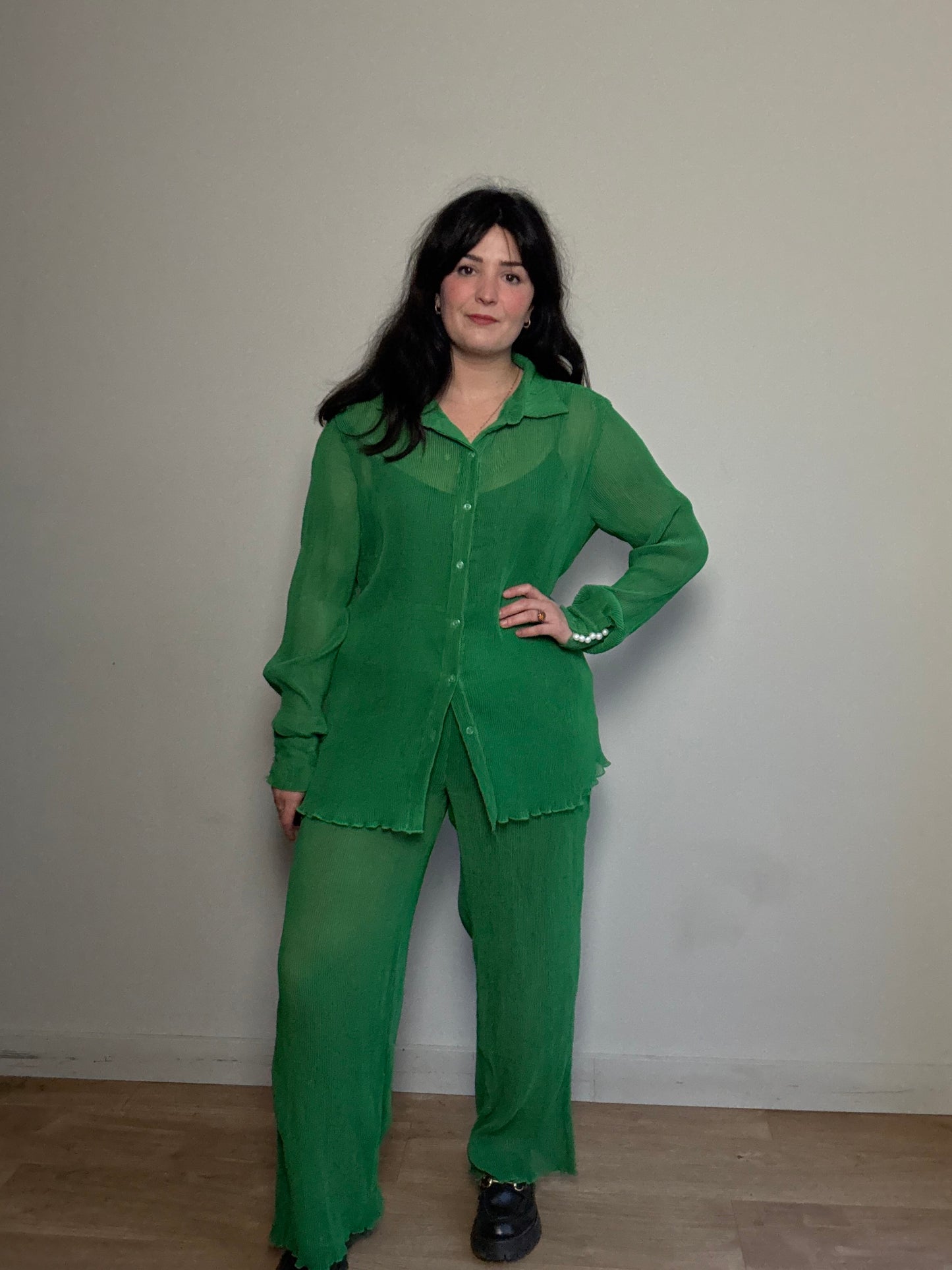 KAI Collective (Set) Plisse Shirt and Trousers Co-Ord, XL