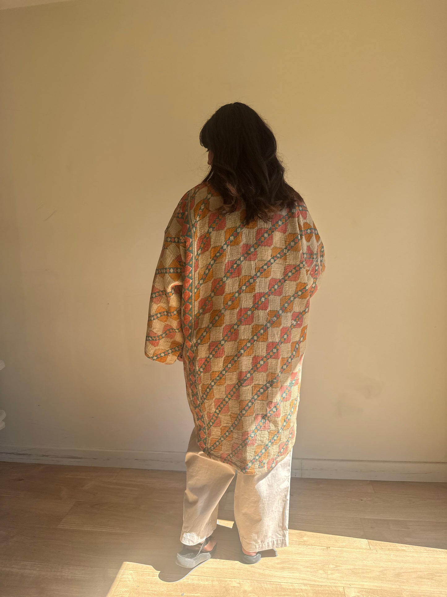 Kantha Cotton Kimono Shape Jacket, One Size