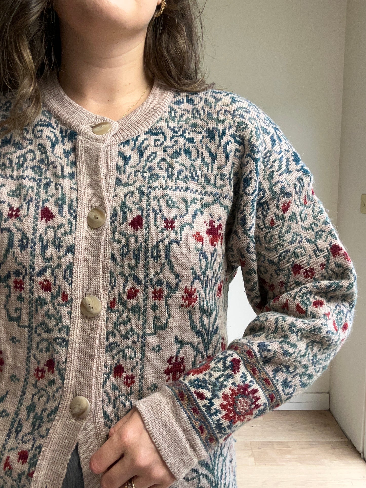 Vintage Pure Wool Tapestry Cardigan, XL