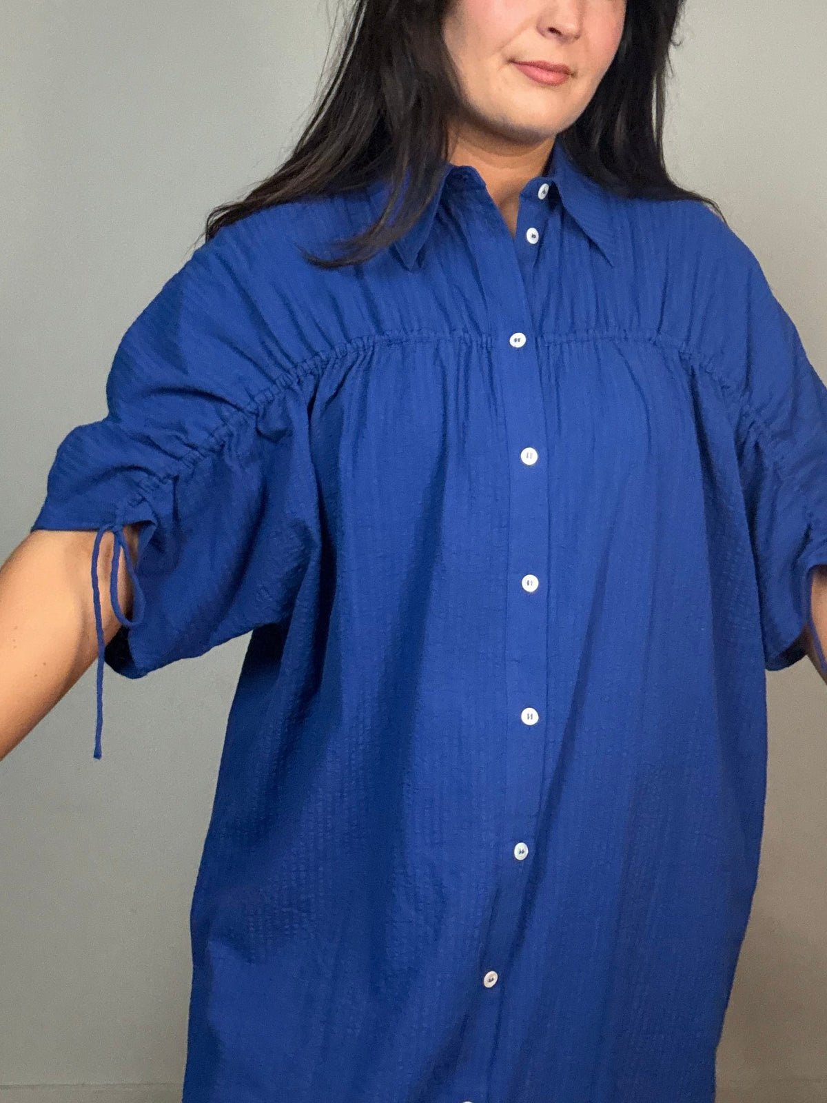 Foemina Seersucker Gathered Dress, 12