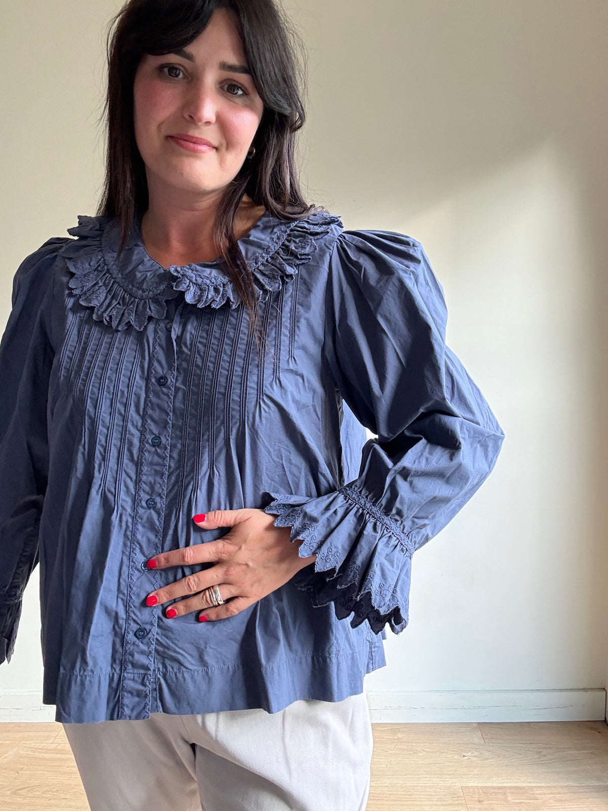 Doen Detailed Collared Blouse, L-XL