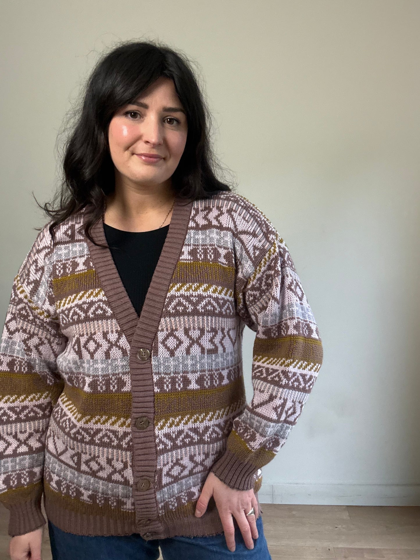 Vintage Fairisle Boxy Cardigan, M/L