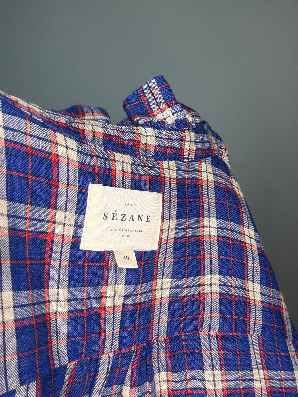 Sezane Check Frill Shirt Blouse, 40