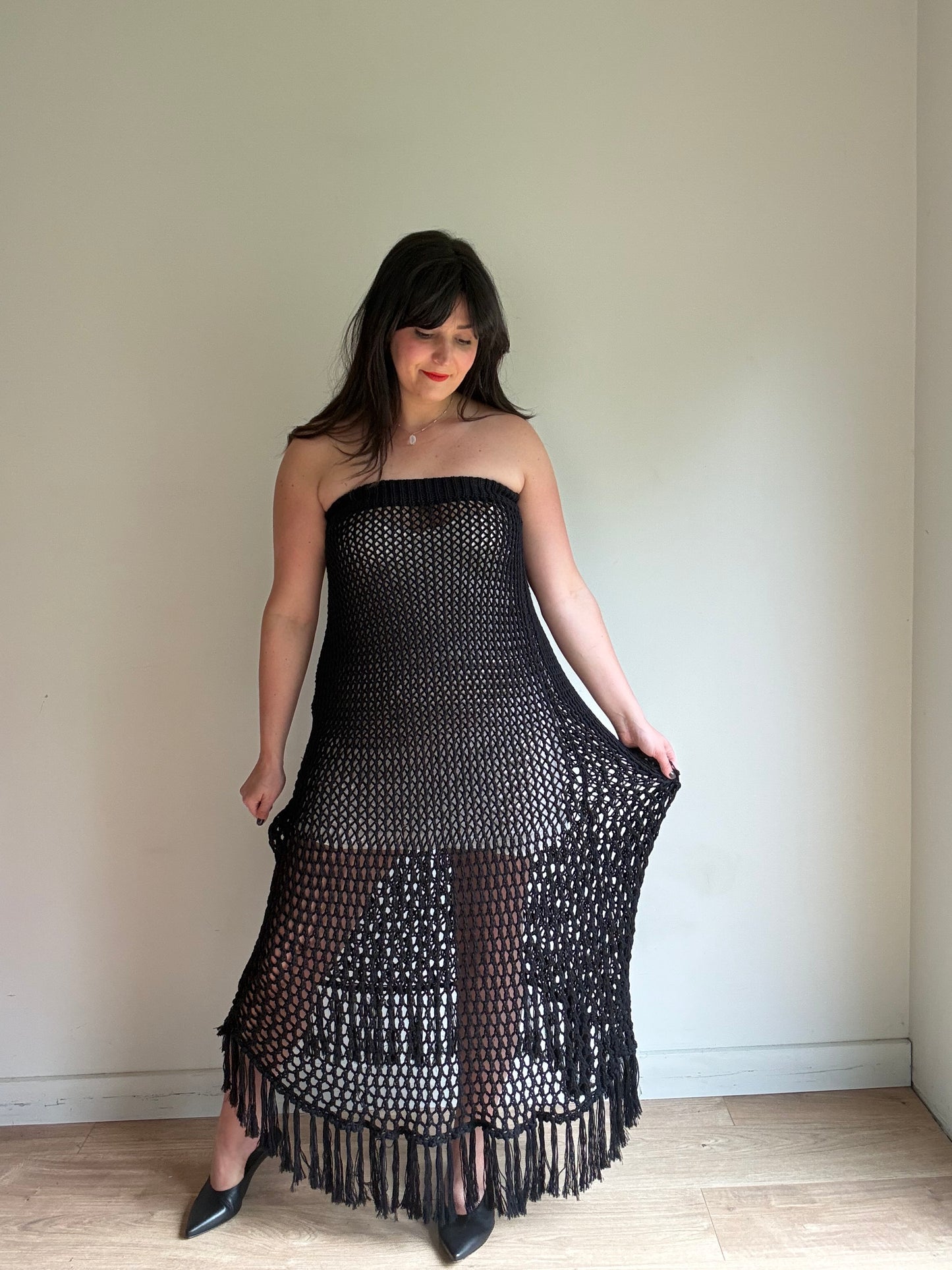 Raey Open Knit Tassel Dress, S-L