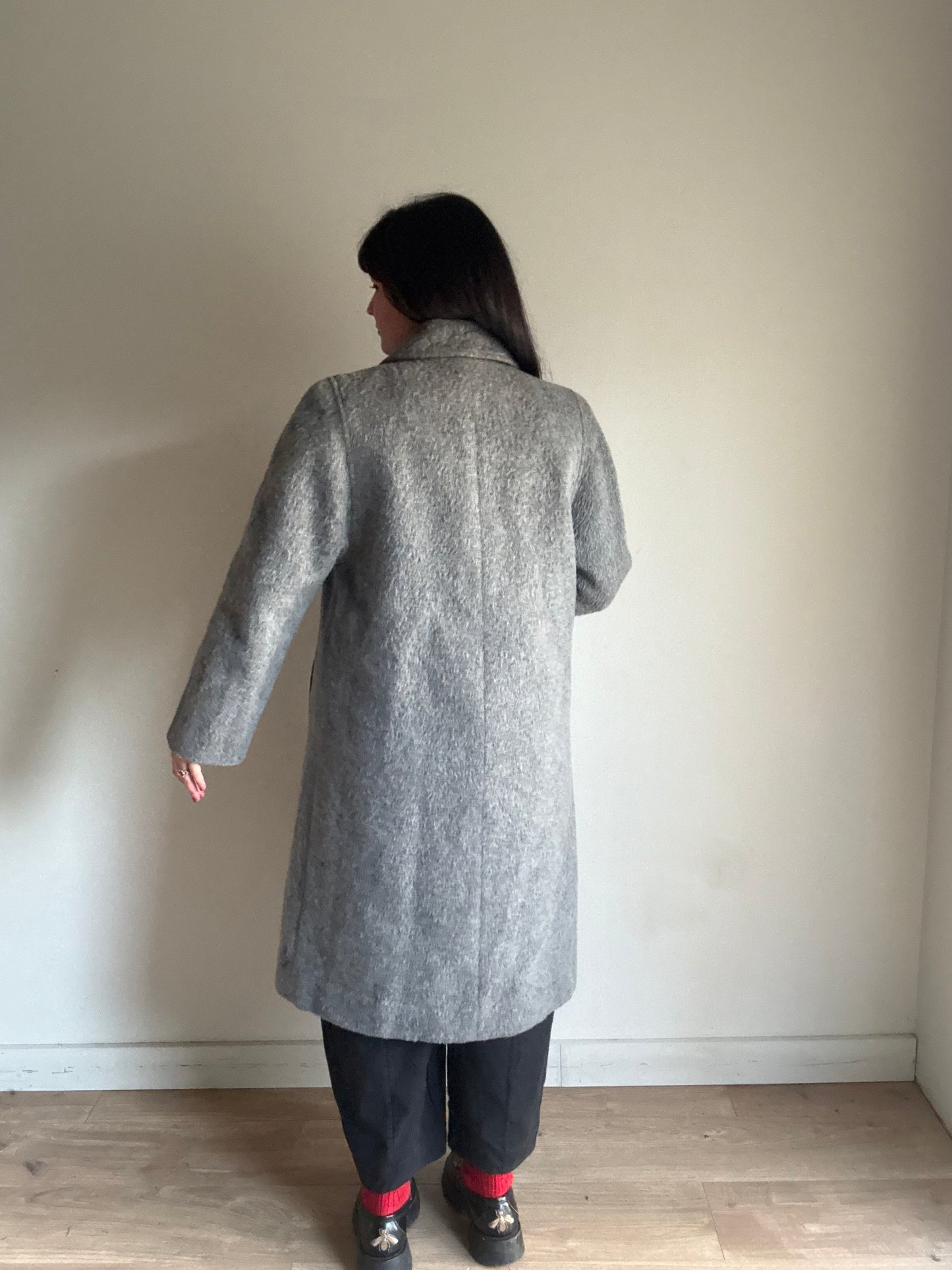 Vintage Mohair Grey Coat, Size M/L