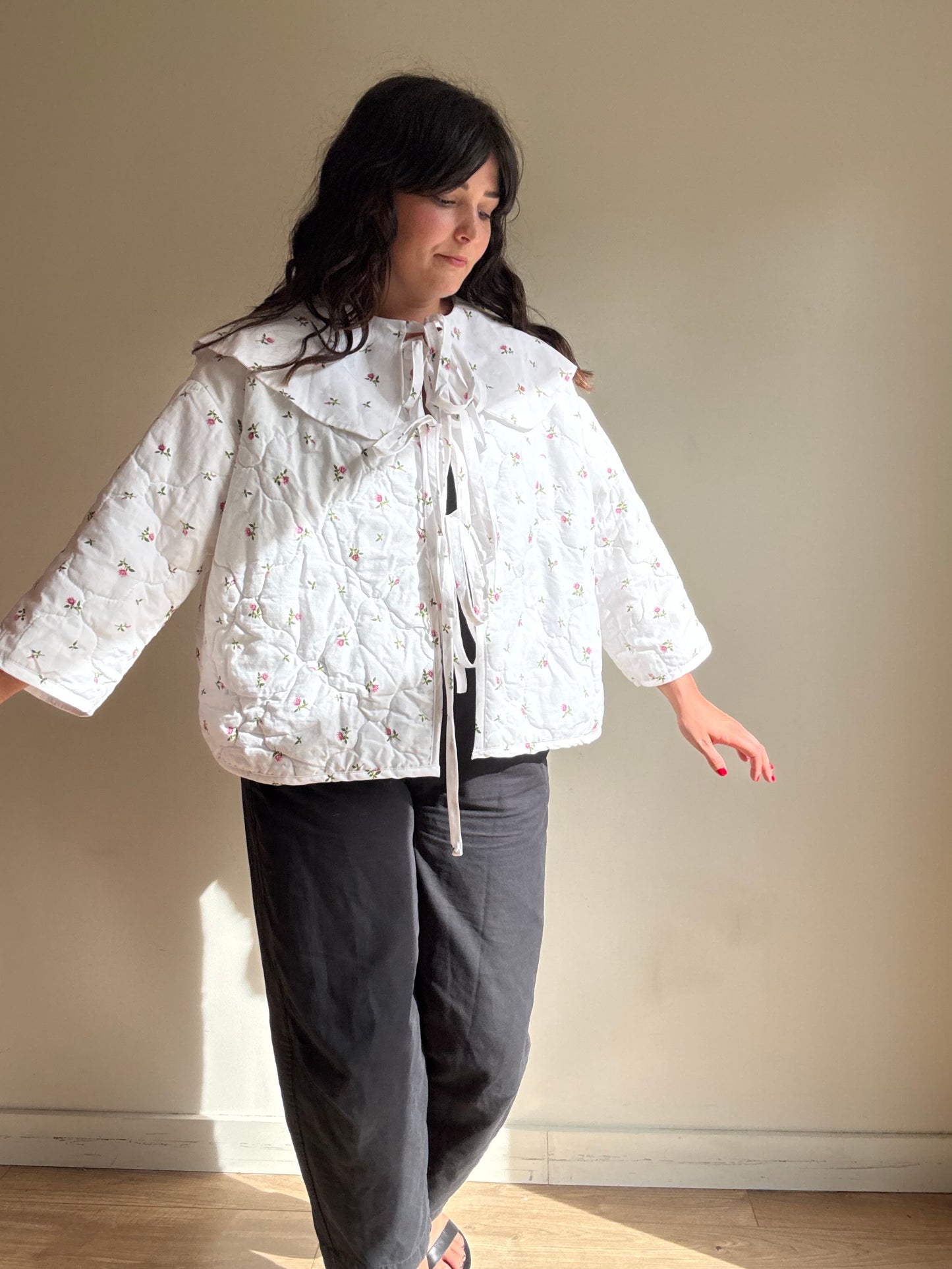 Sister Ellen Handmade Quilted Jacket with Collar, XL