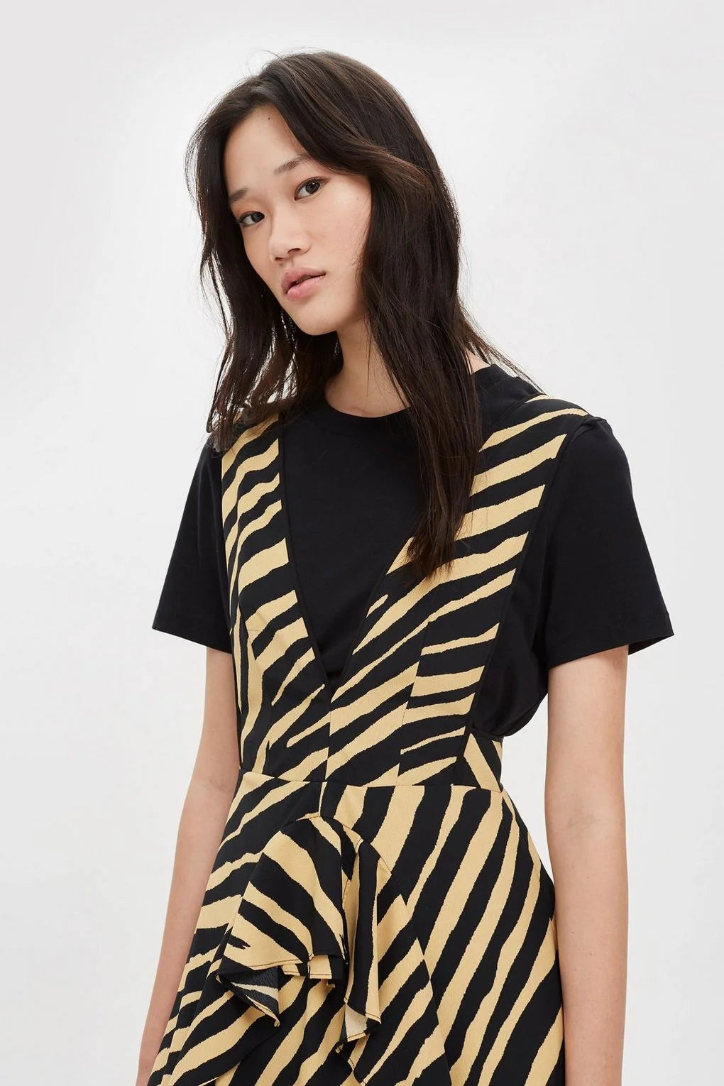 Zebra Topshop Frill Midi Dress, 8