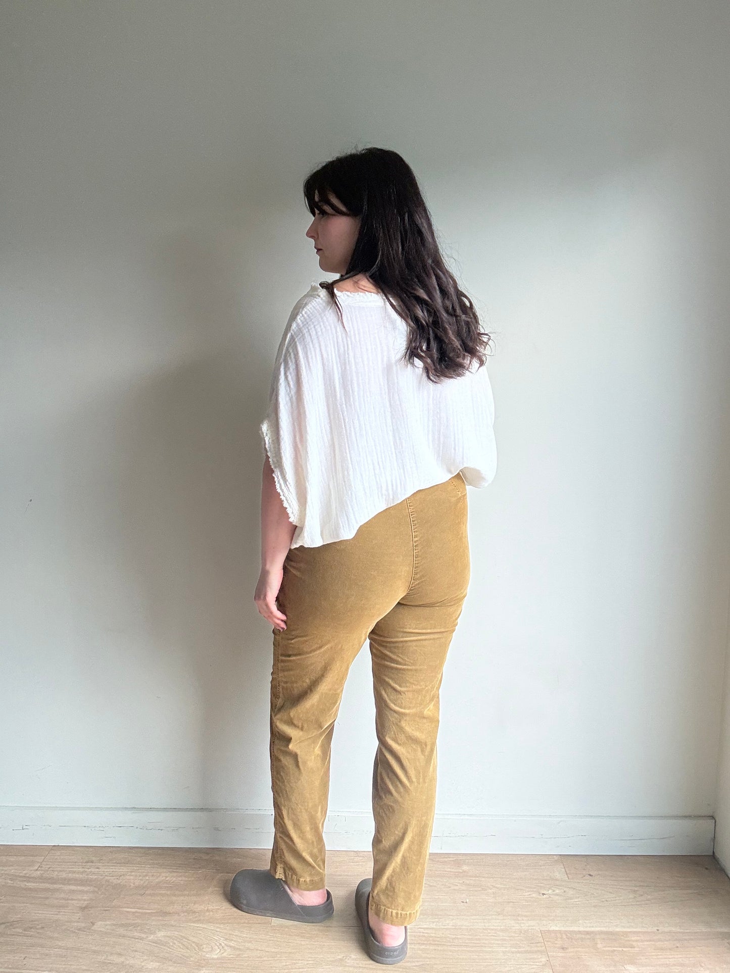 Tan OSKA Slim Leg Needle Cord Trousers, 2