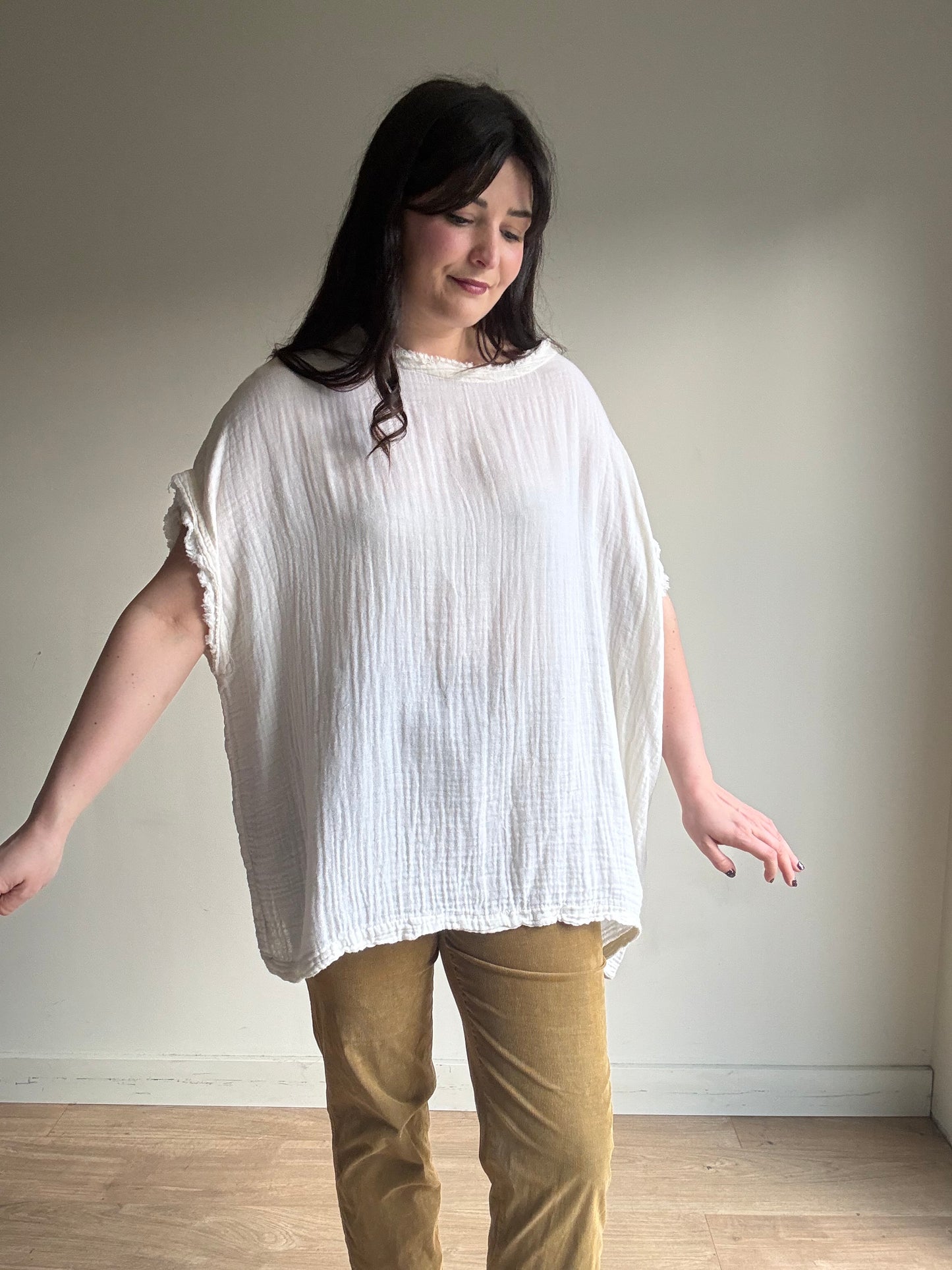 Black Crane Gauze Box Top, One Size