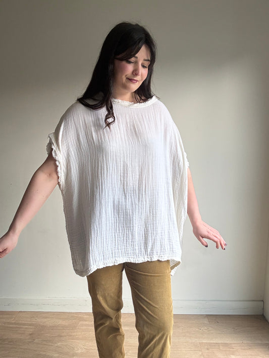 Black Crane Gauze Box Top, One Size