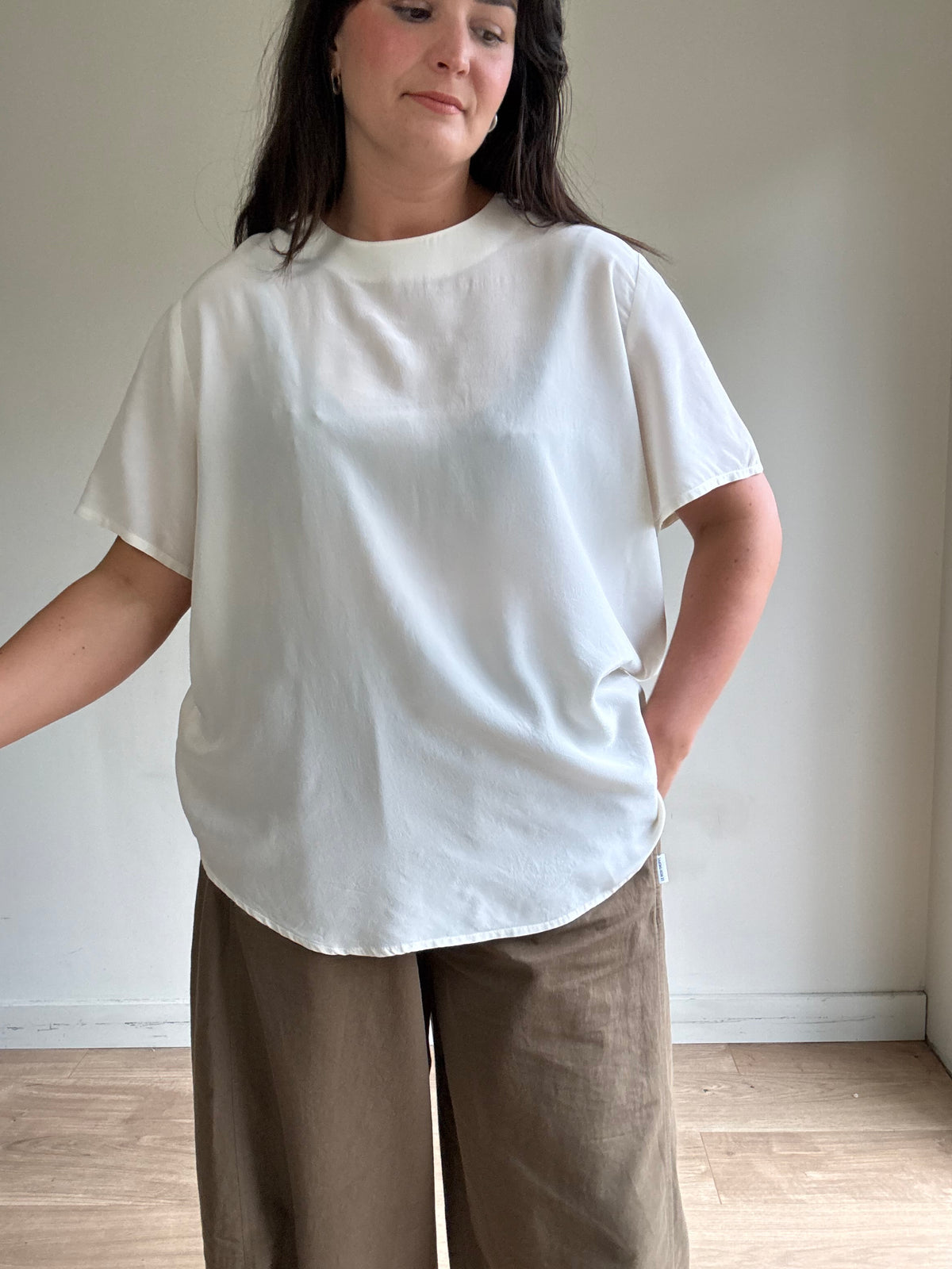 Silk Boxy Simple Top, XL