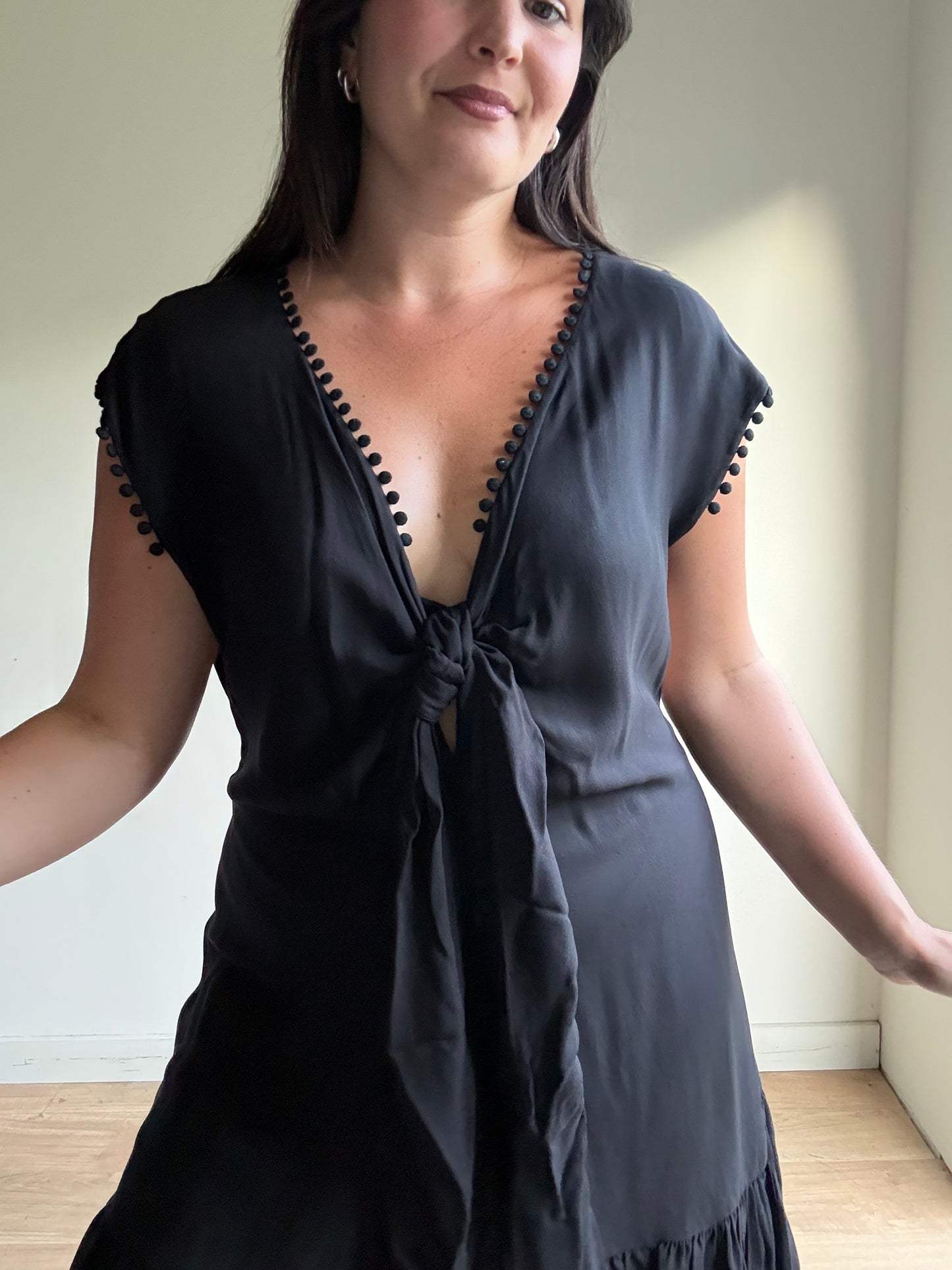 90’s Jaeger Tie Trim Dress, L