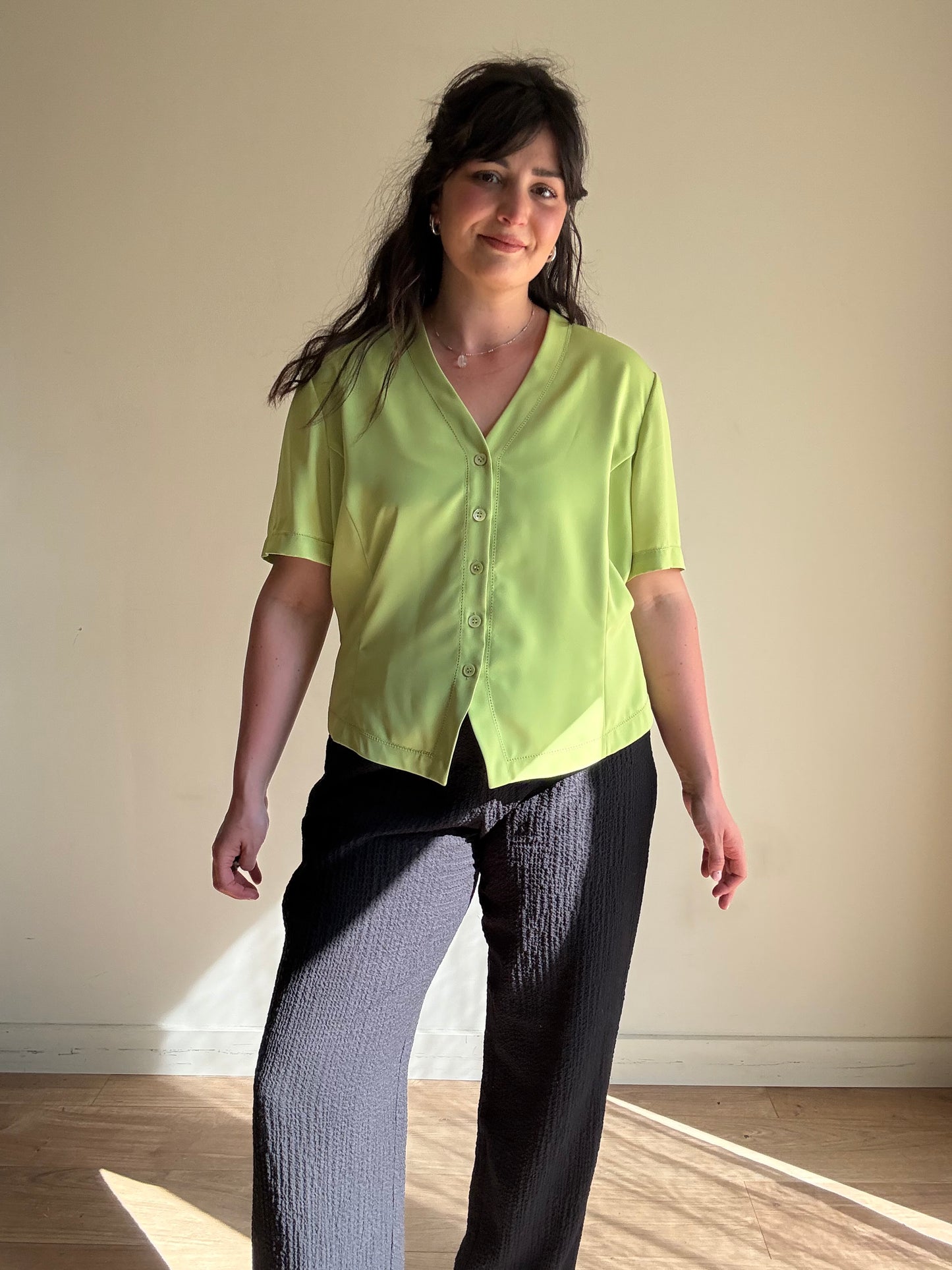 Vintage Button Up Blouse, XL