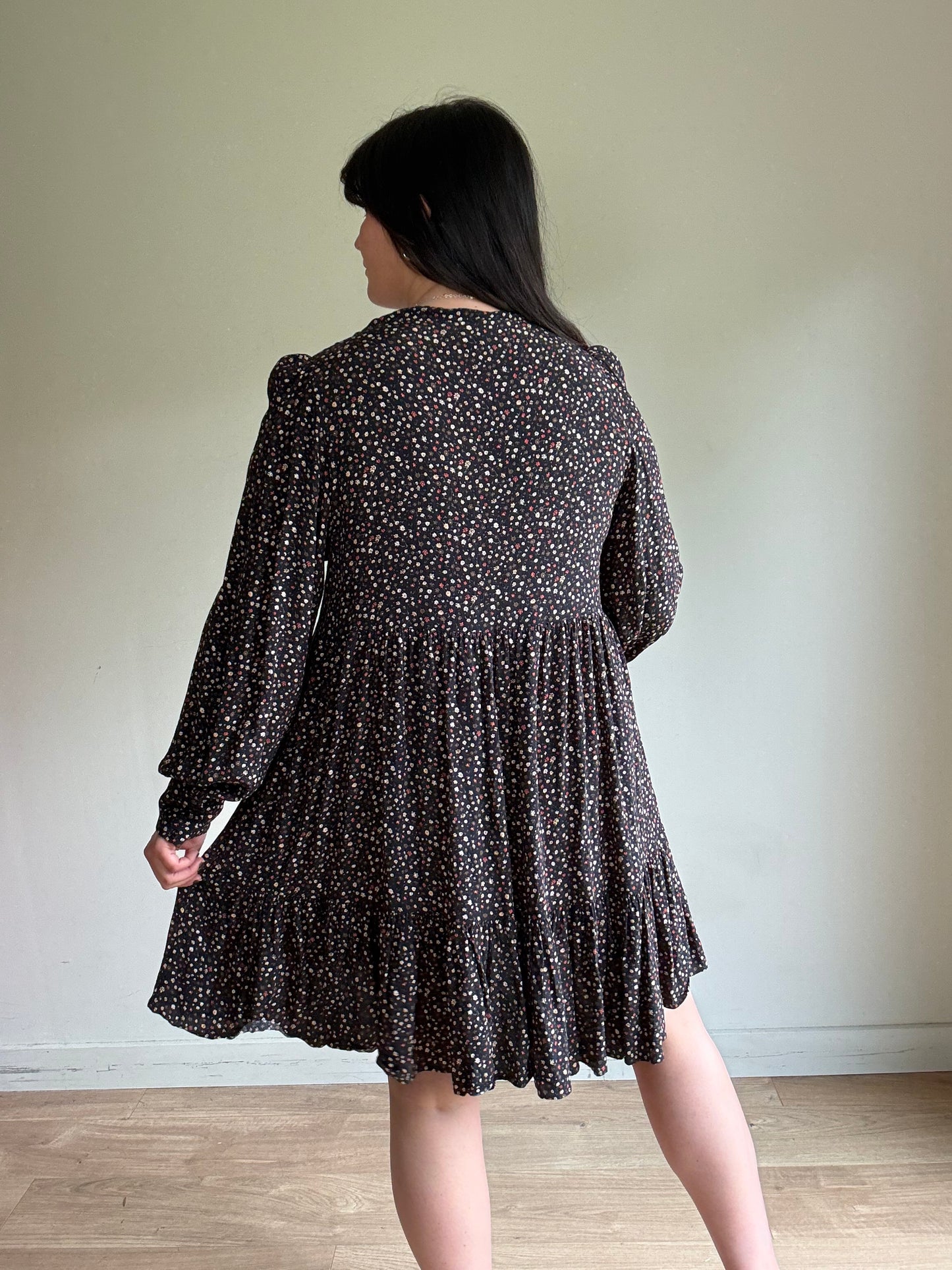 Sezane Ditsy Floral Tiered Dress, 14