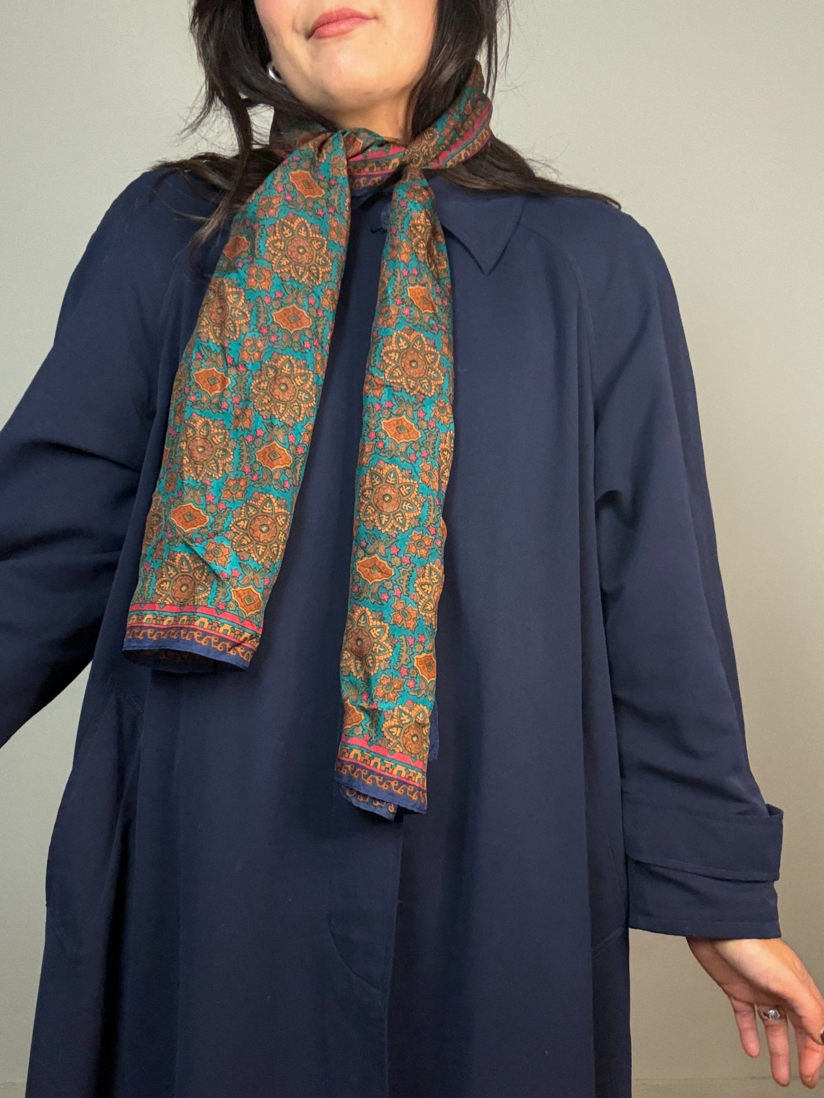 Vintage Silk Long Skinny Scarf