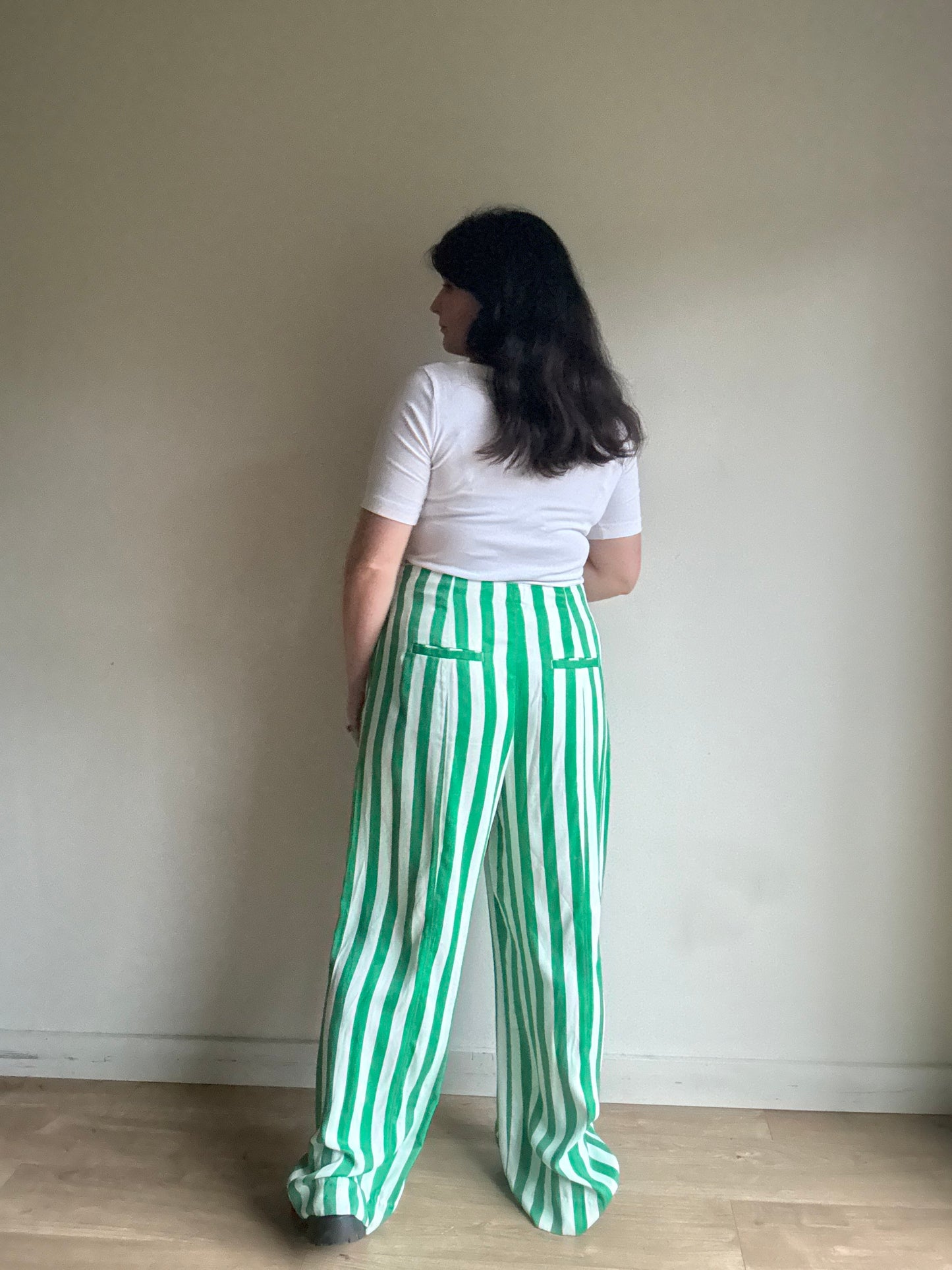 Boden Stripe Satin High Waist Trousers, 16