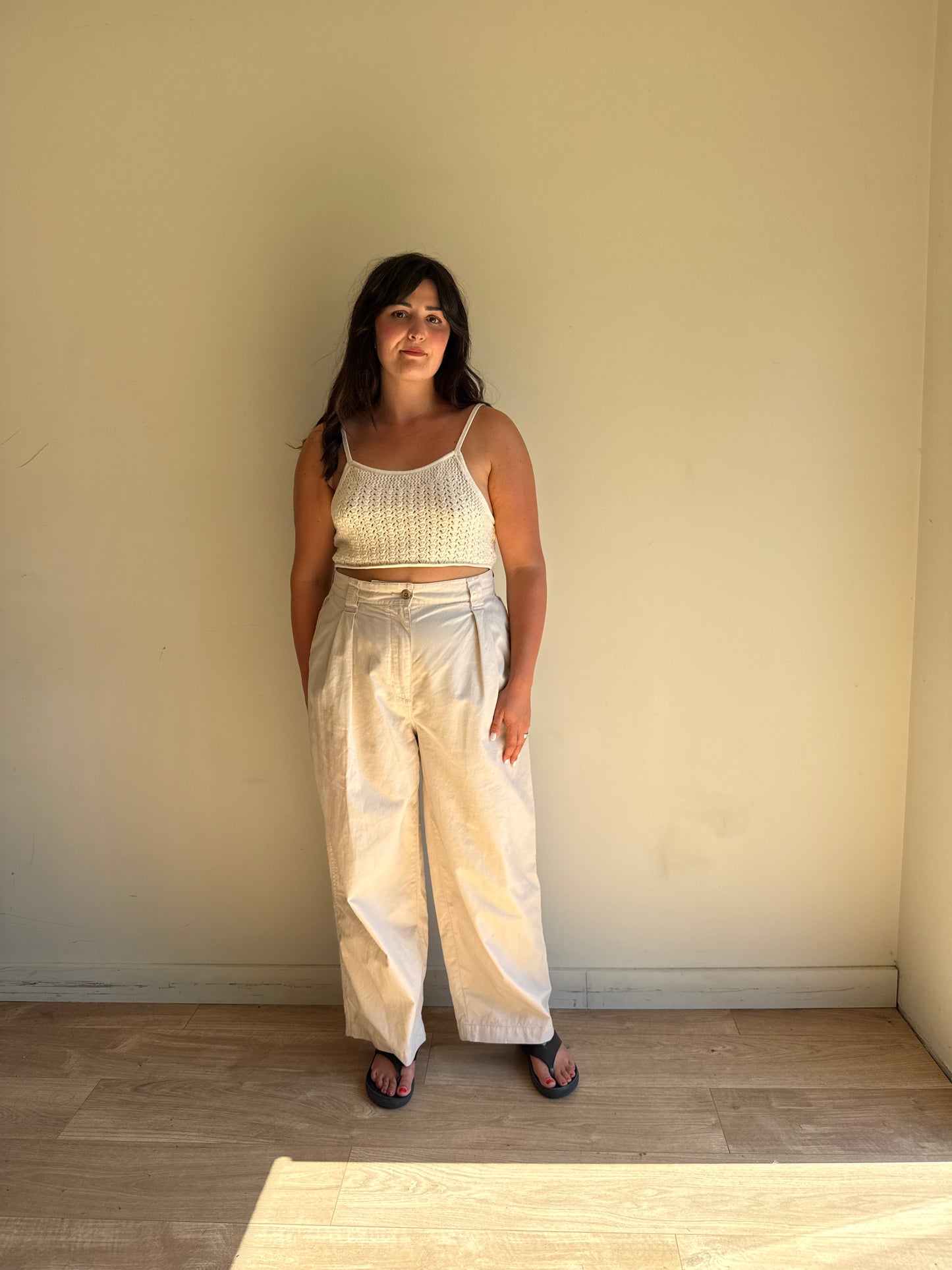 Toast Cotton & Linen Wide Leg Trousers, 14