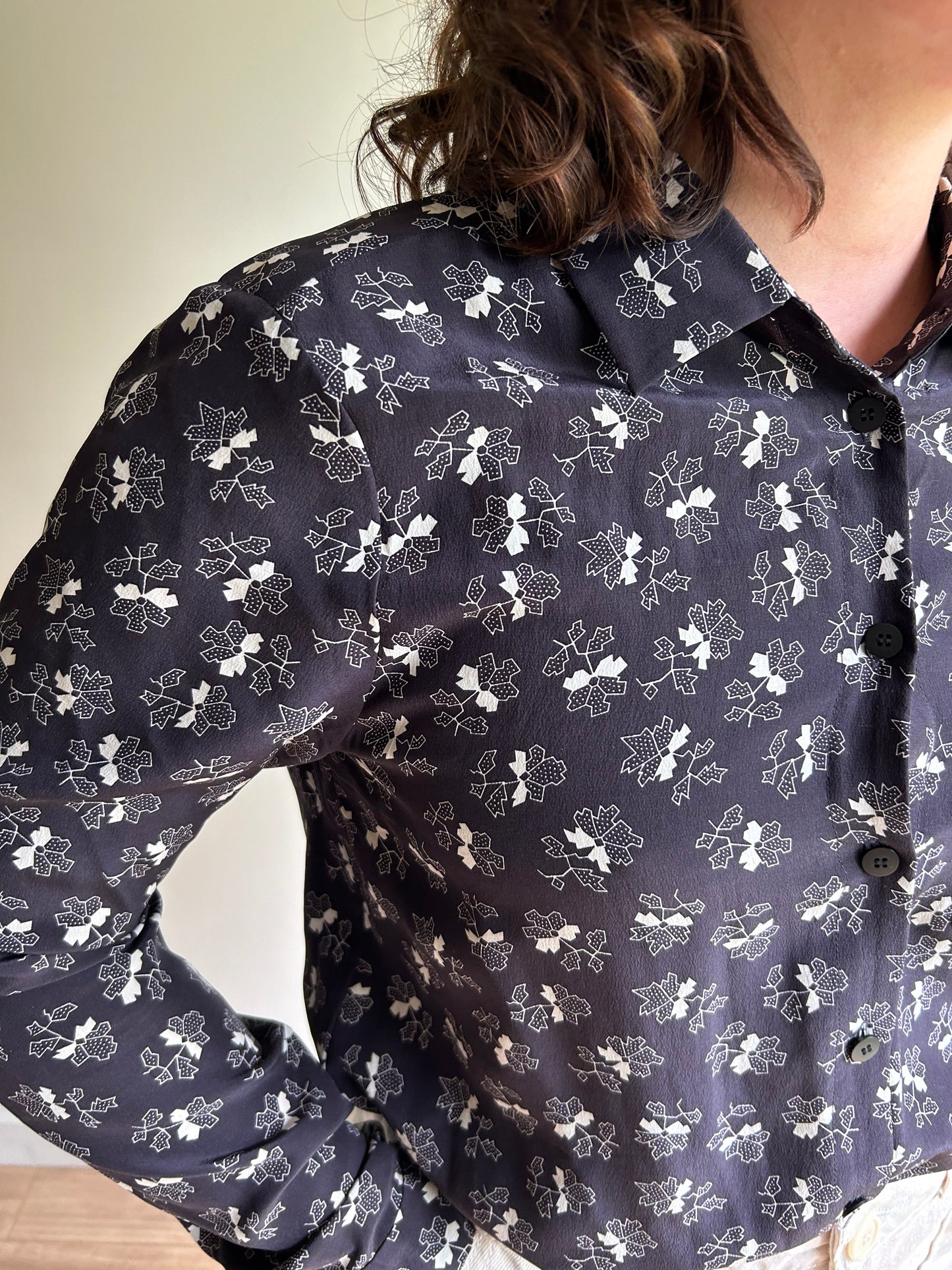 Steven Alan SILK Floral Print Shirt - Size S