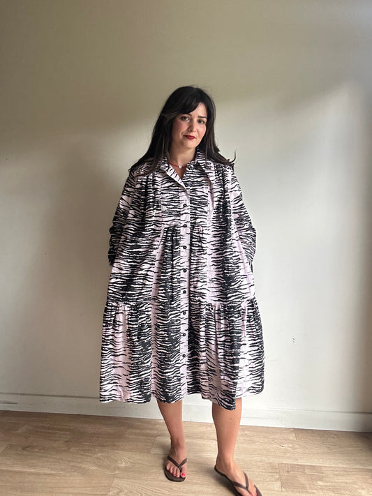 Ganni Tiger Print Cotton Dress, 38