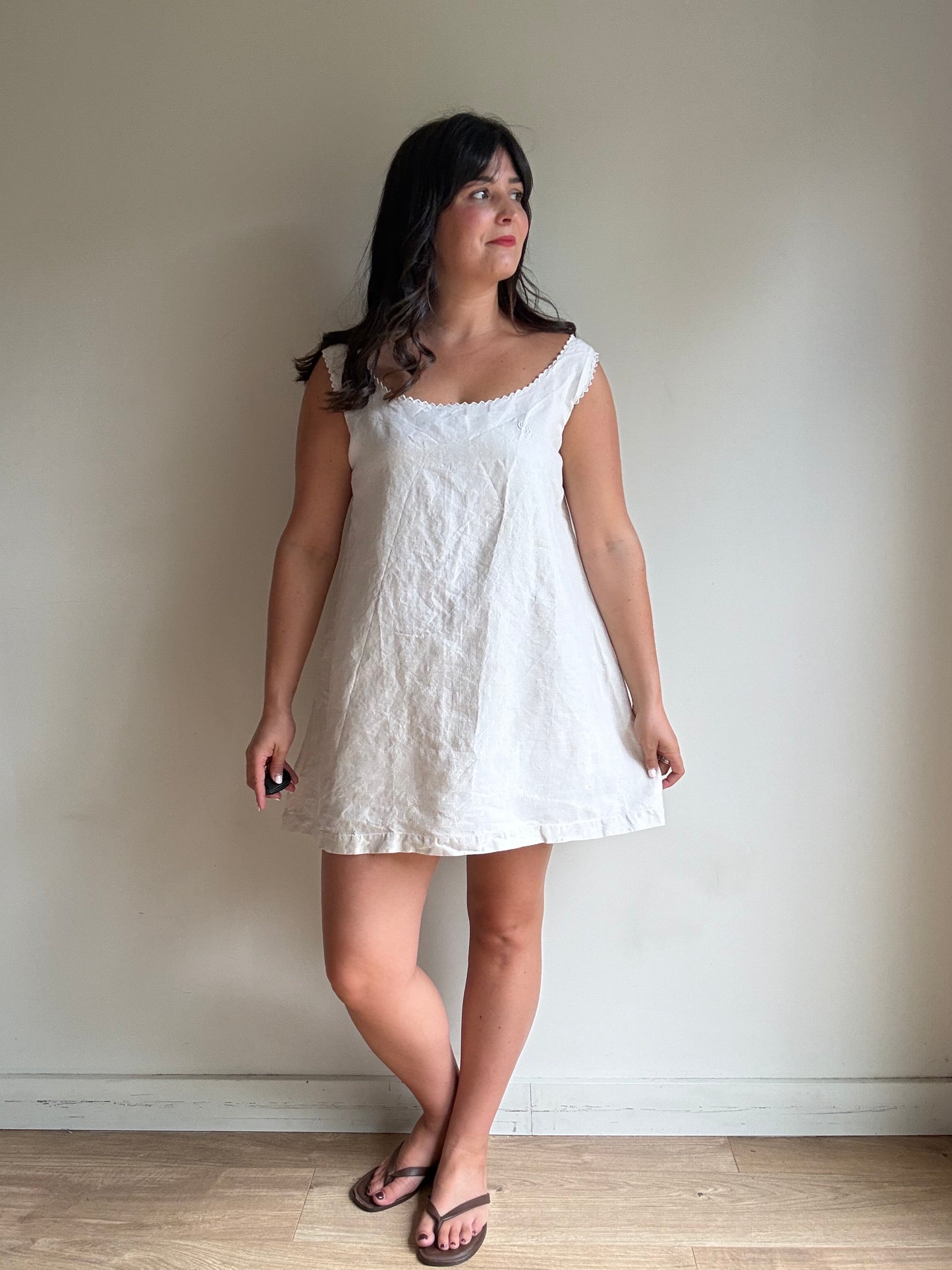 Vintage French Linen Dress, XL