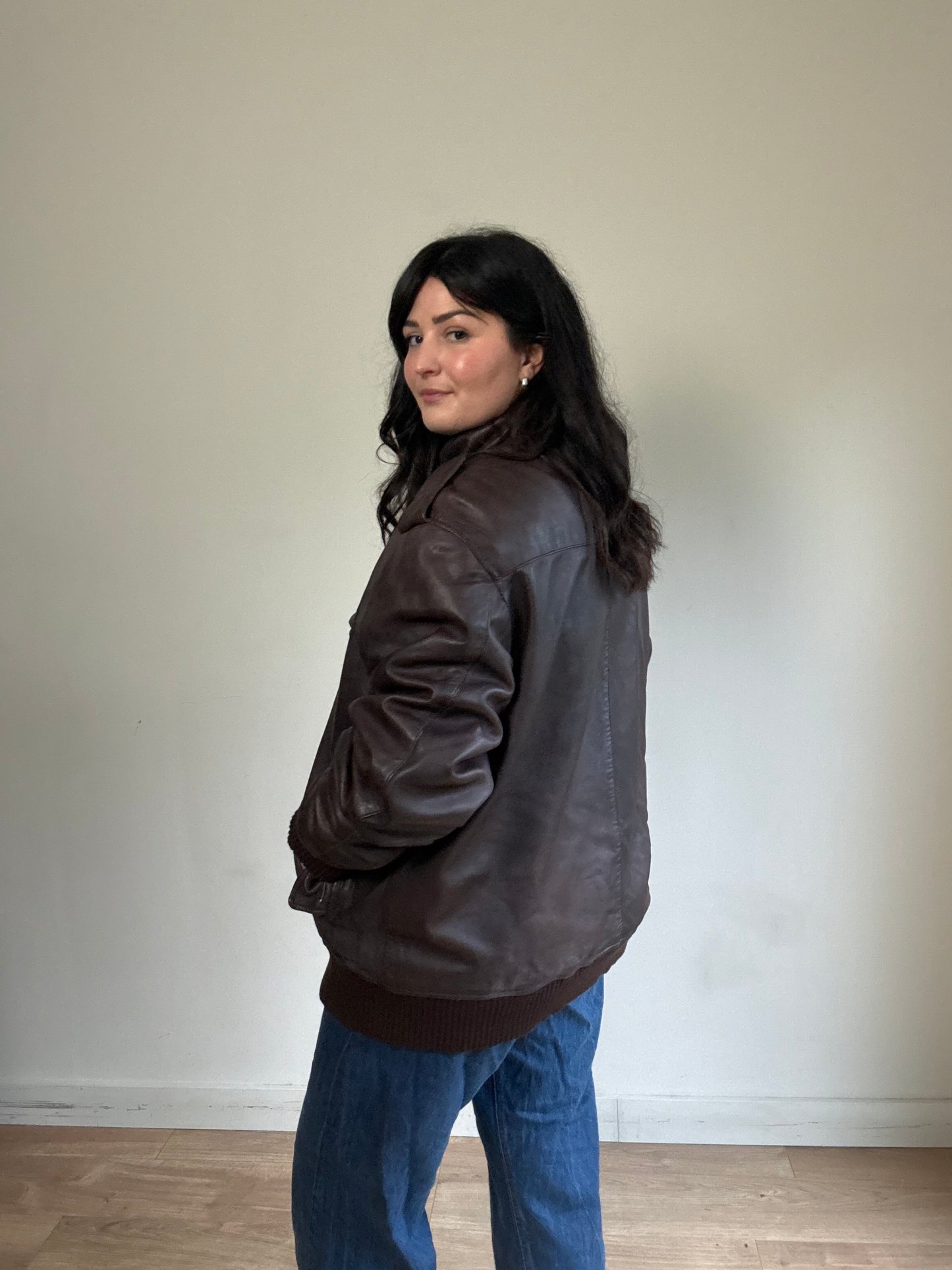 Vintage Ben Sherman Leather Bomber Jacket, XL