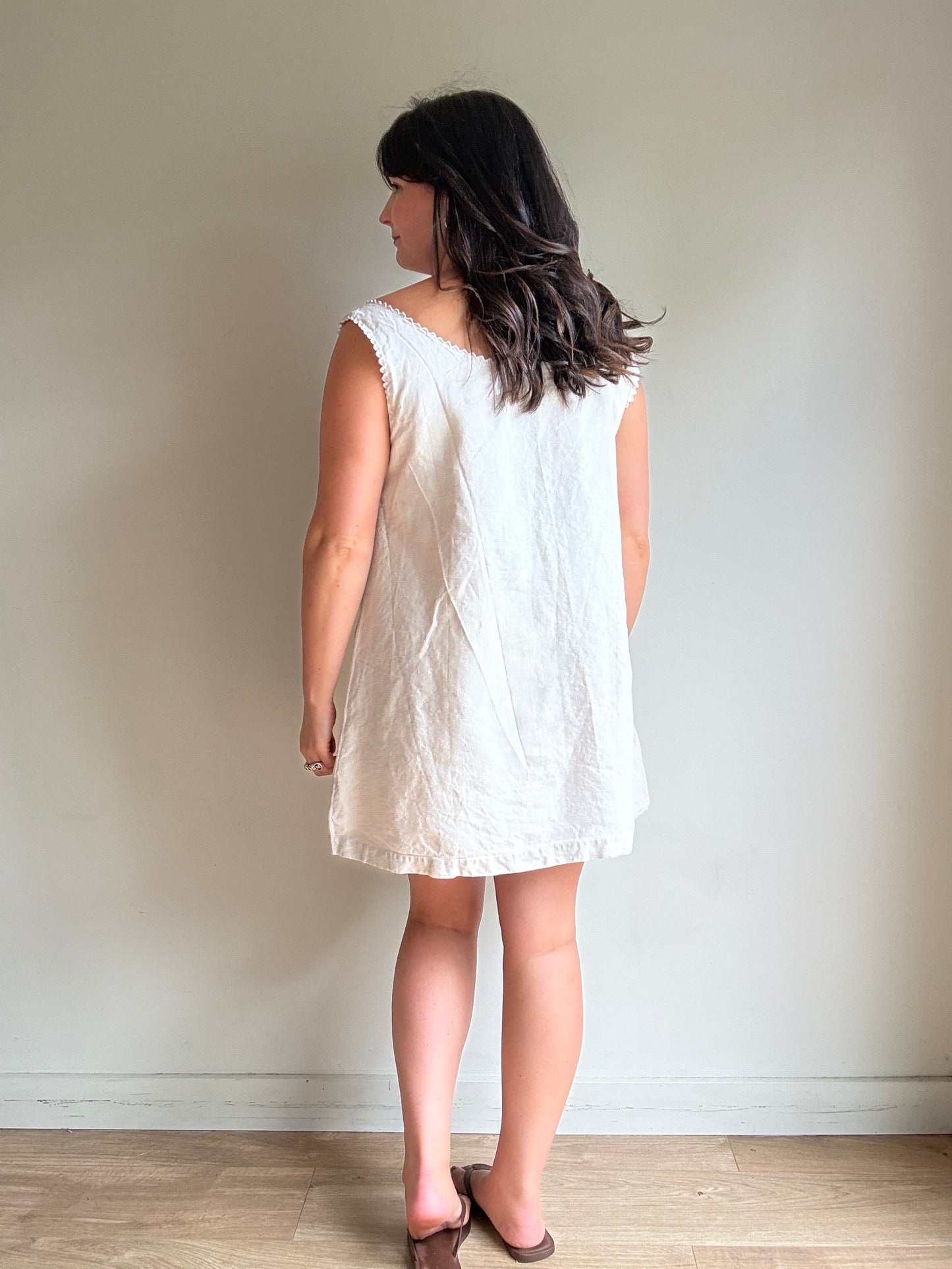 Vintage French Linen Dress, XL